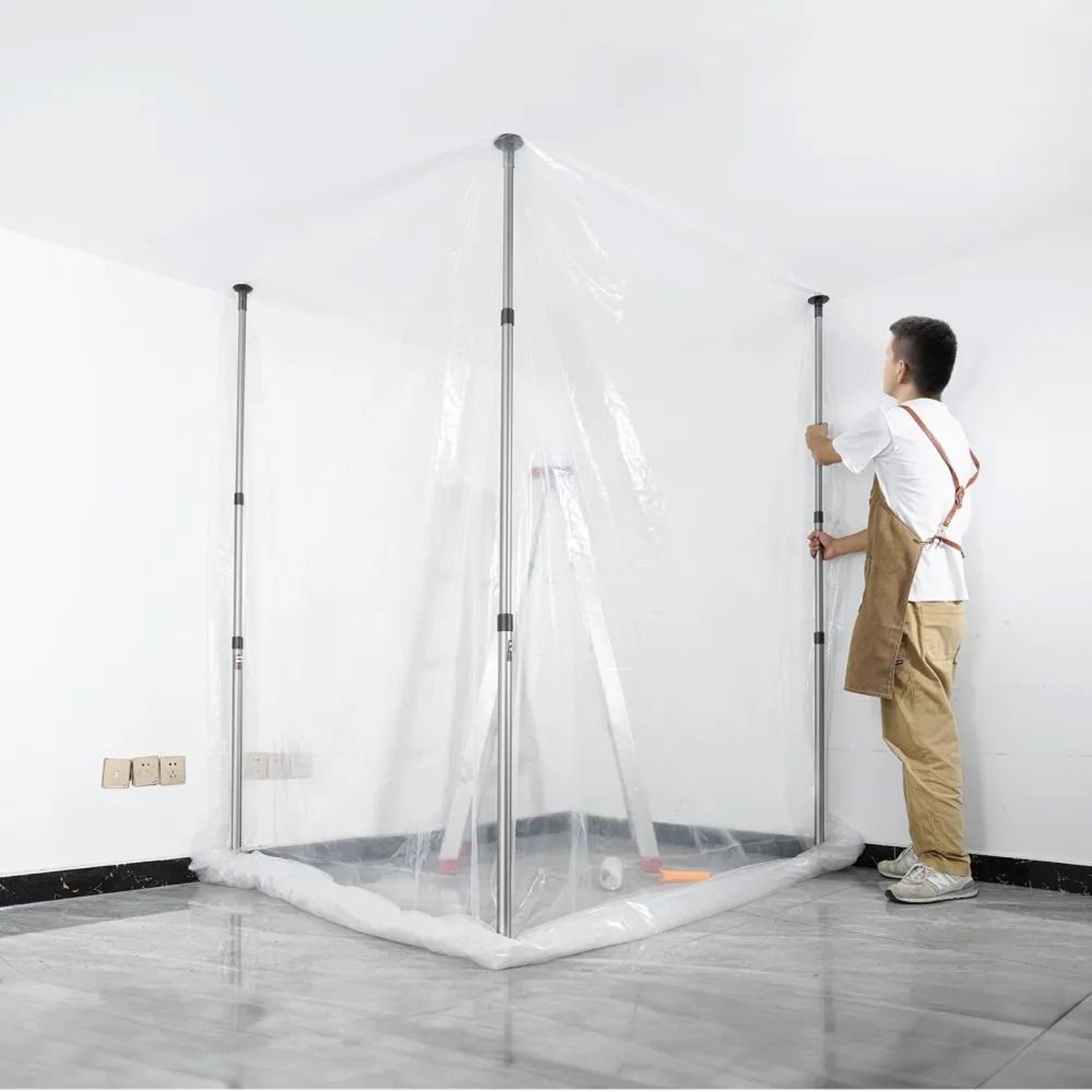 Dust Barrier Pole System With 12 Ft Telescoping Poles And Plastic Sheet 6