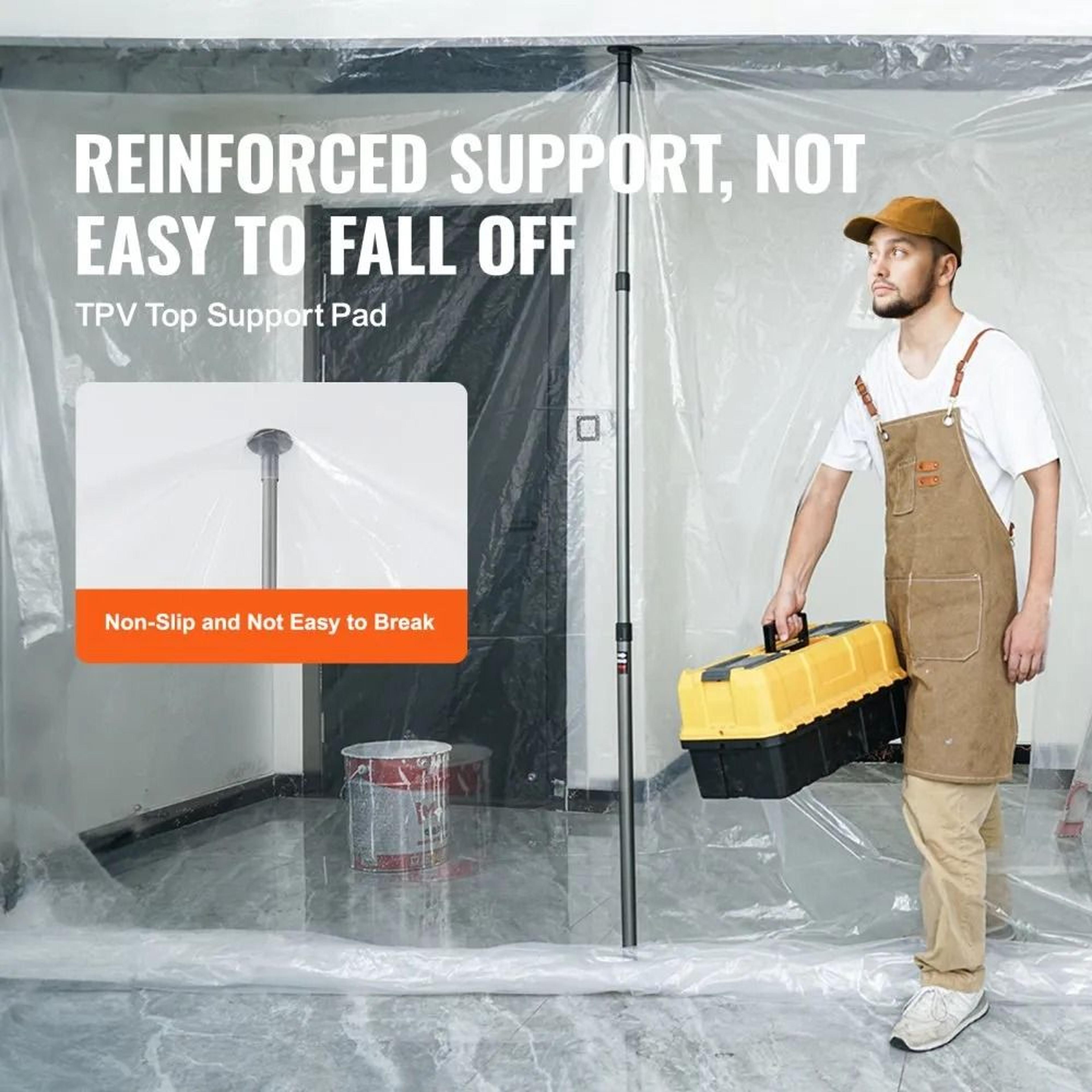 Dust Barrier Pole System With 12 Ft Telescoping Poles And Plastic Sheet 5