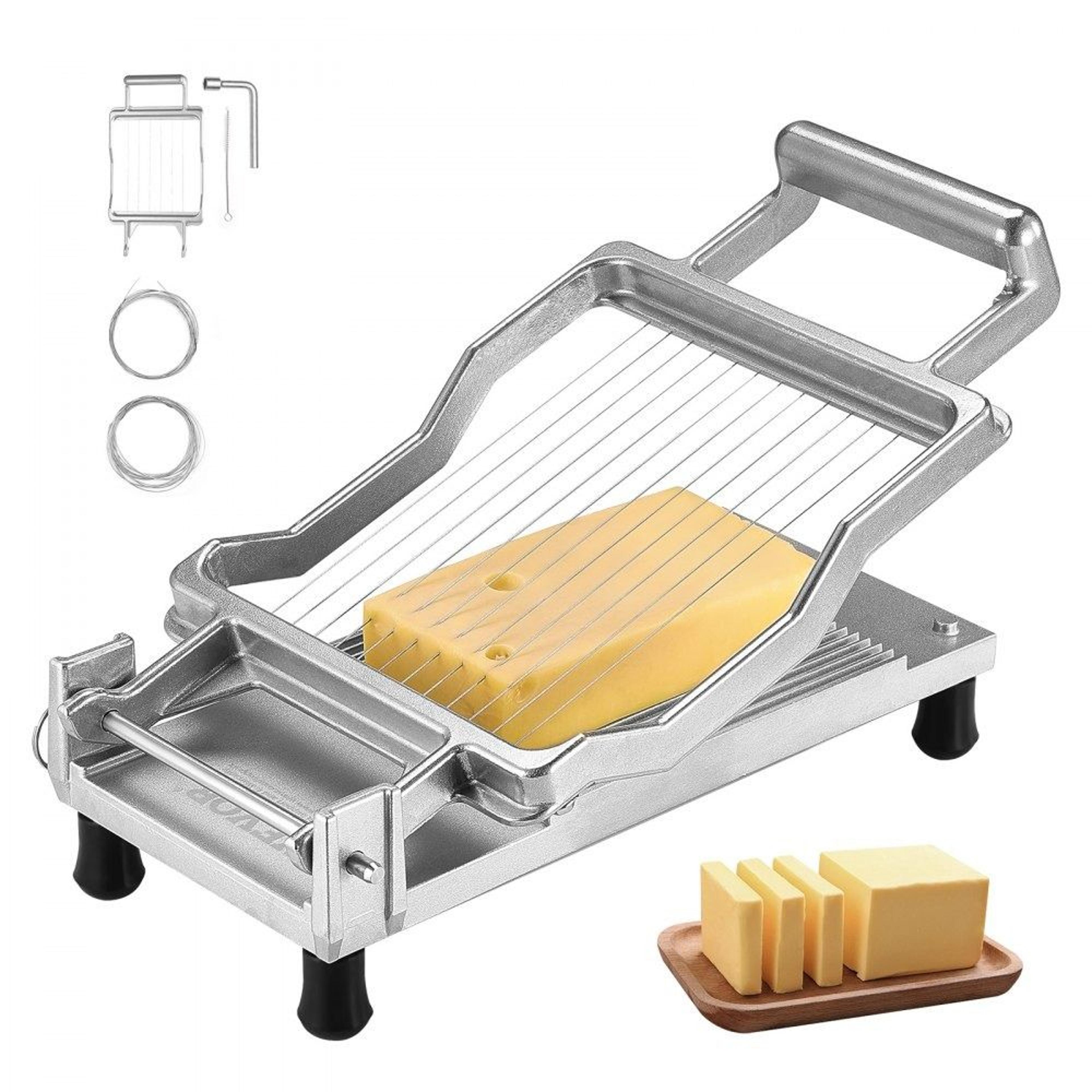 commercial cheese cutter with dual thickness stainless steel wire slicer