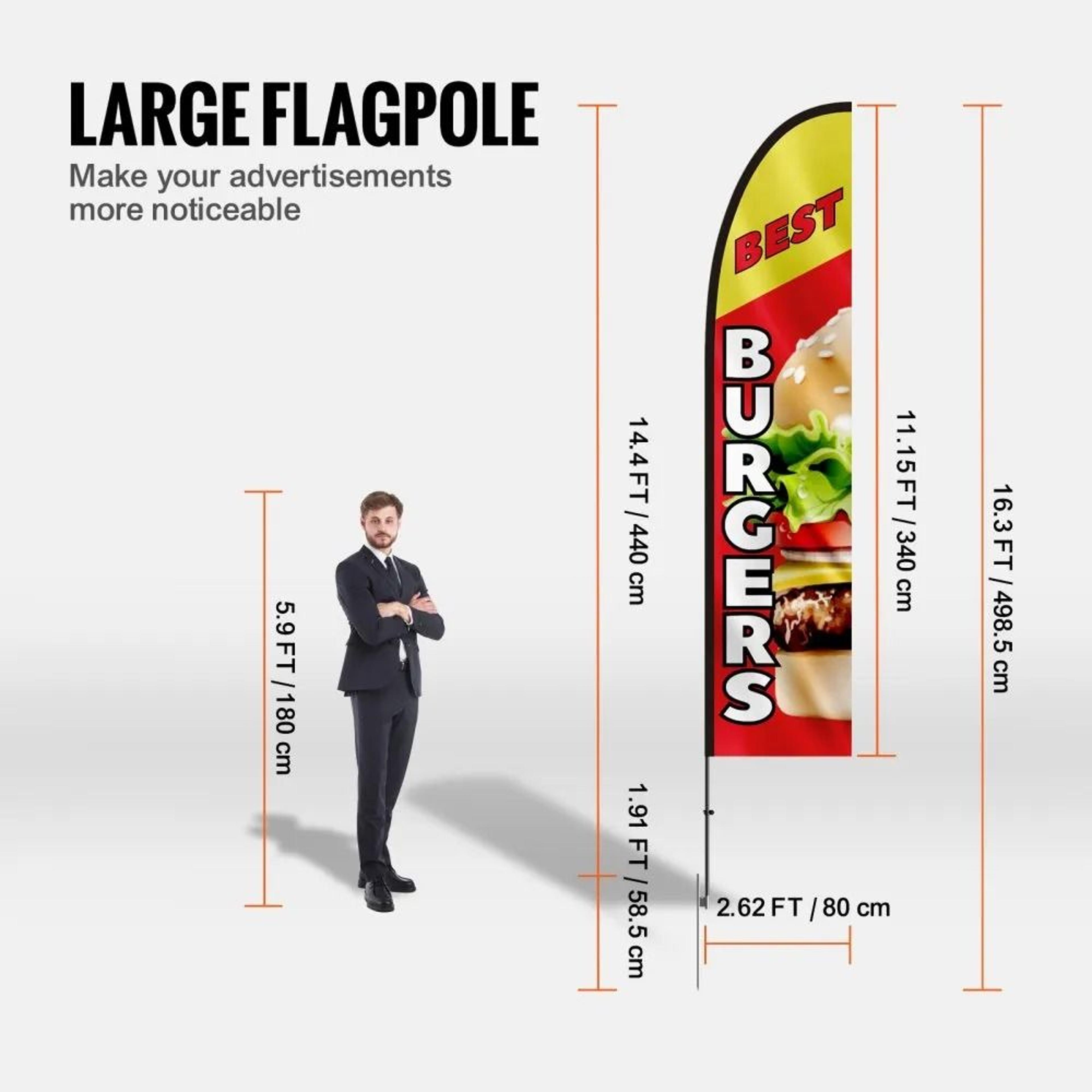 Burger Restaurant Feather Flag Kit High Visibility Outdoor Advertising Flag 4