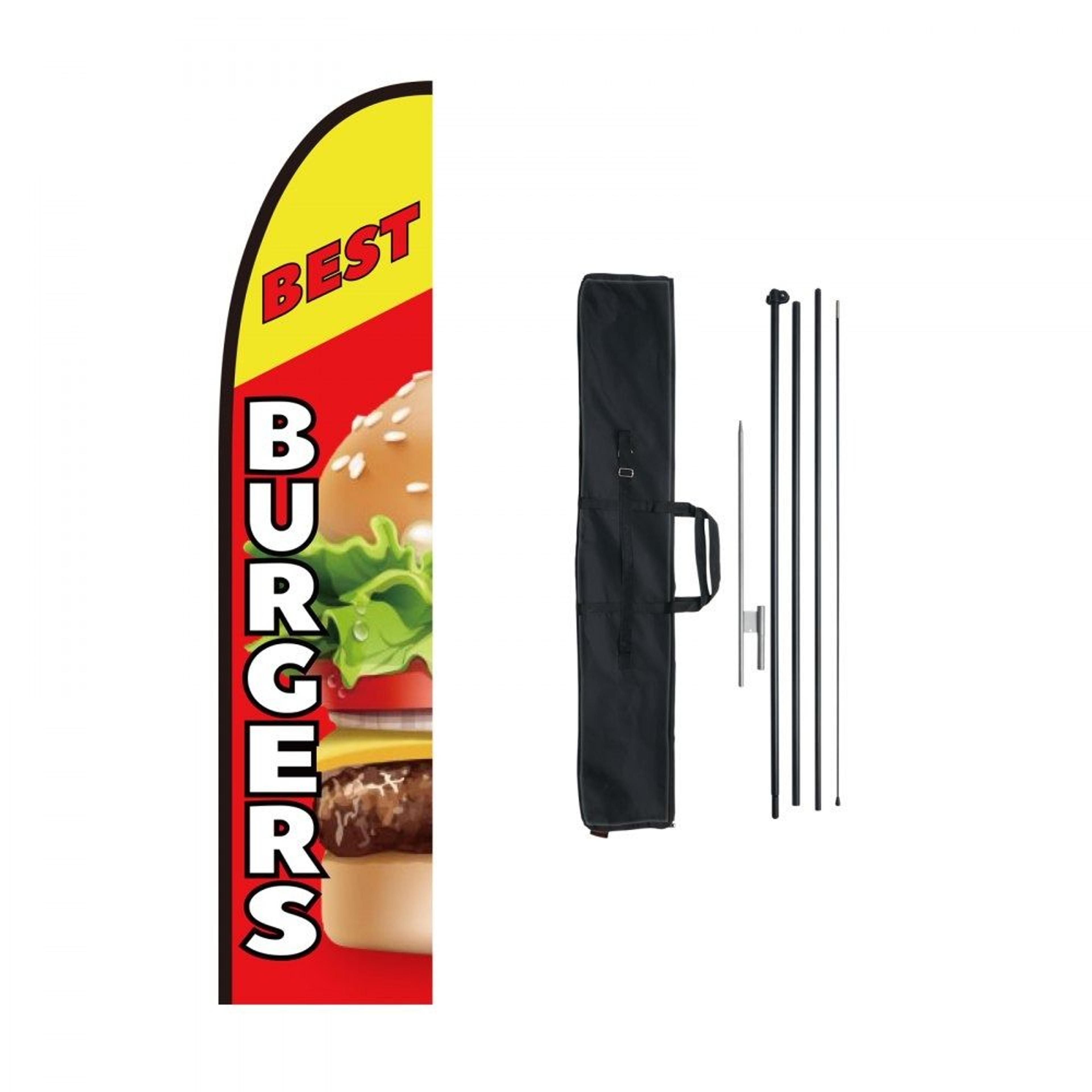 burger restaurant feather flag kit high visibility outdoor advertising flag
