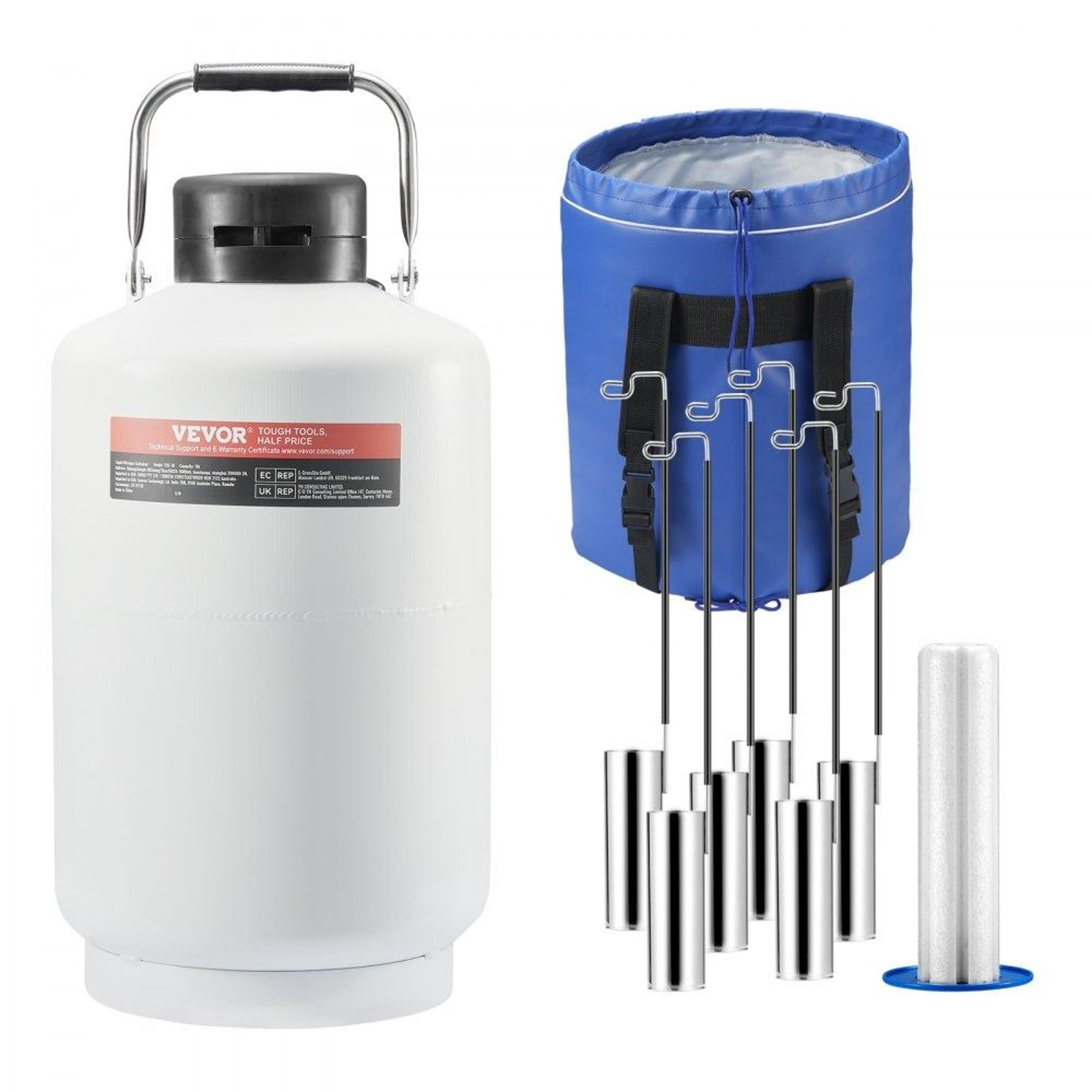 10l liquid nitrogen tank with vacuum insulation and 6 canisters