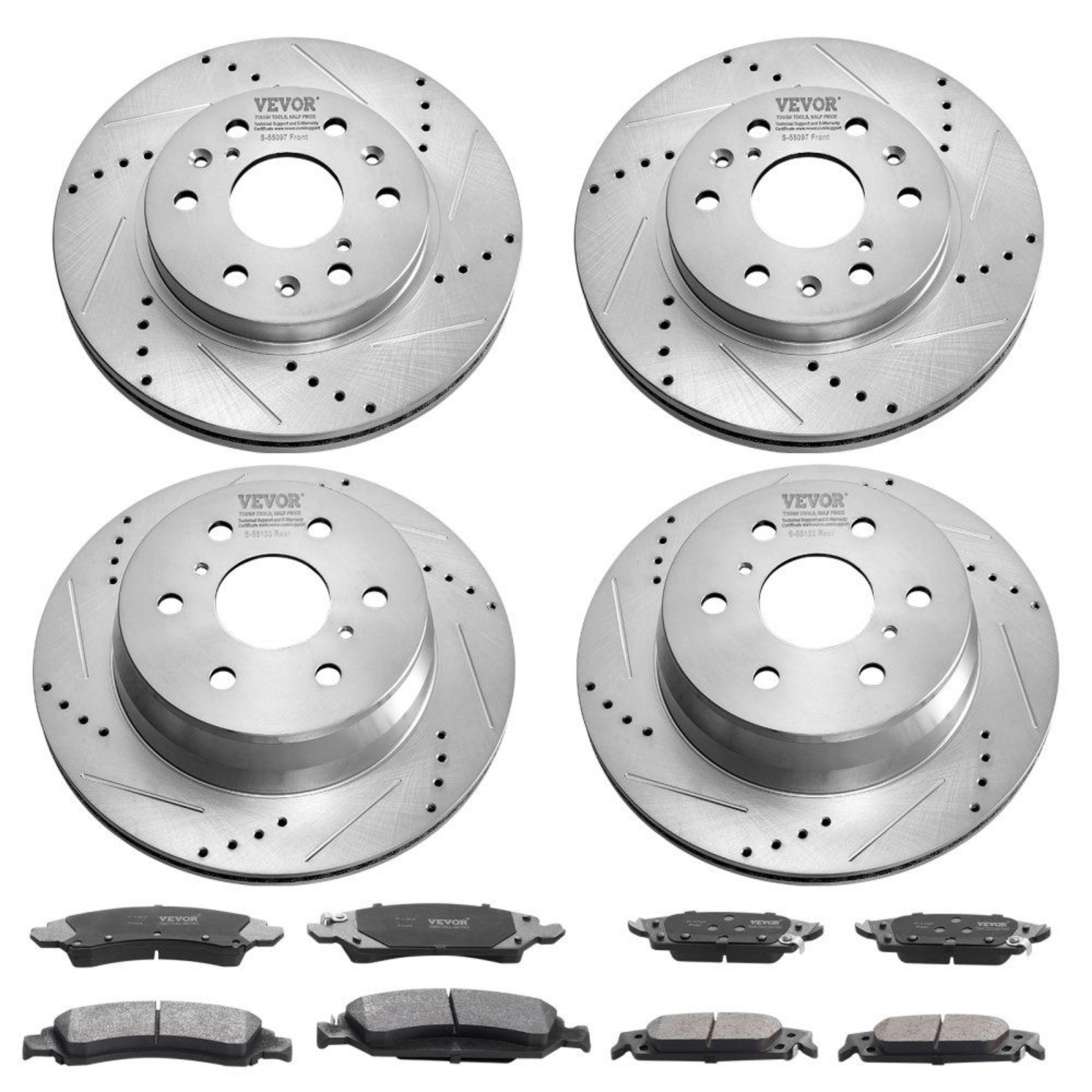 front rear brake kit with drilled slotted rotors and ceramic pads for silverado sierra tahoe yukon