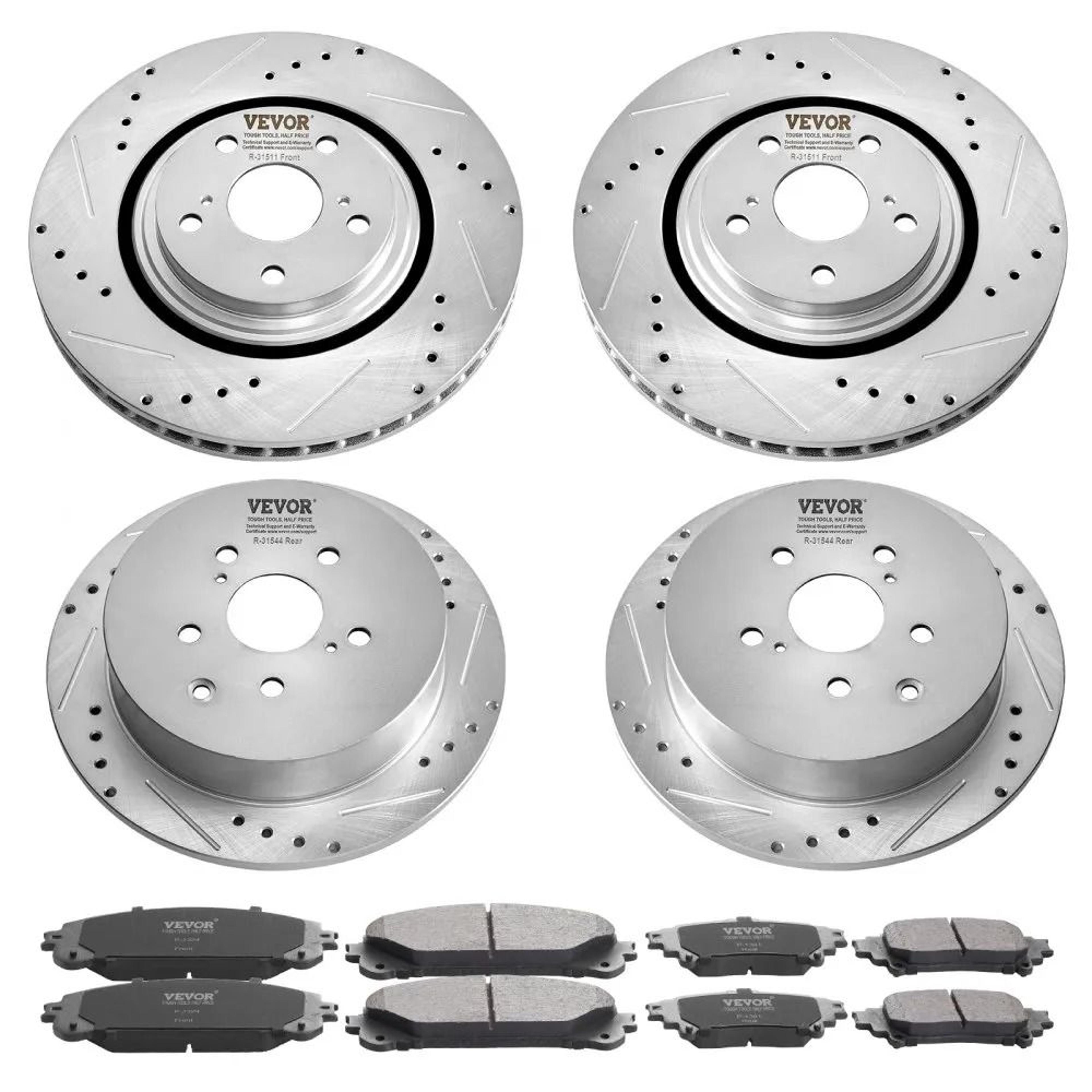front rear brake kit with drilled slotted rotors and ceramic pads for toyota lexus