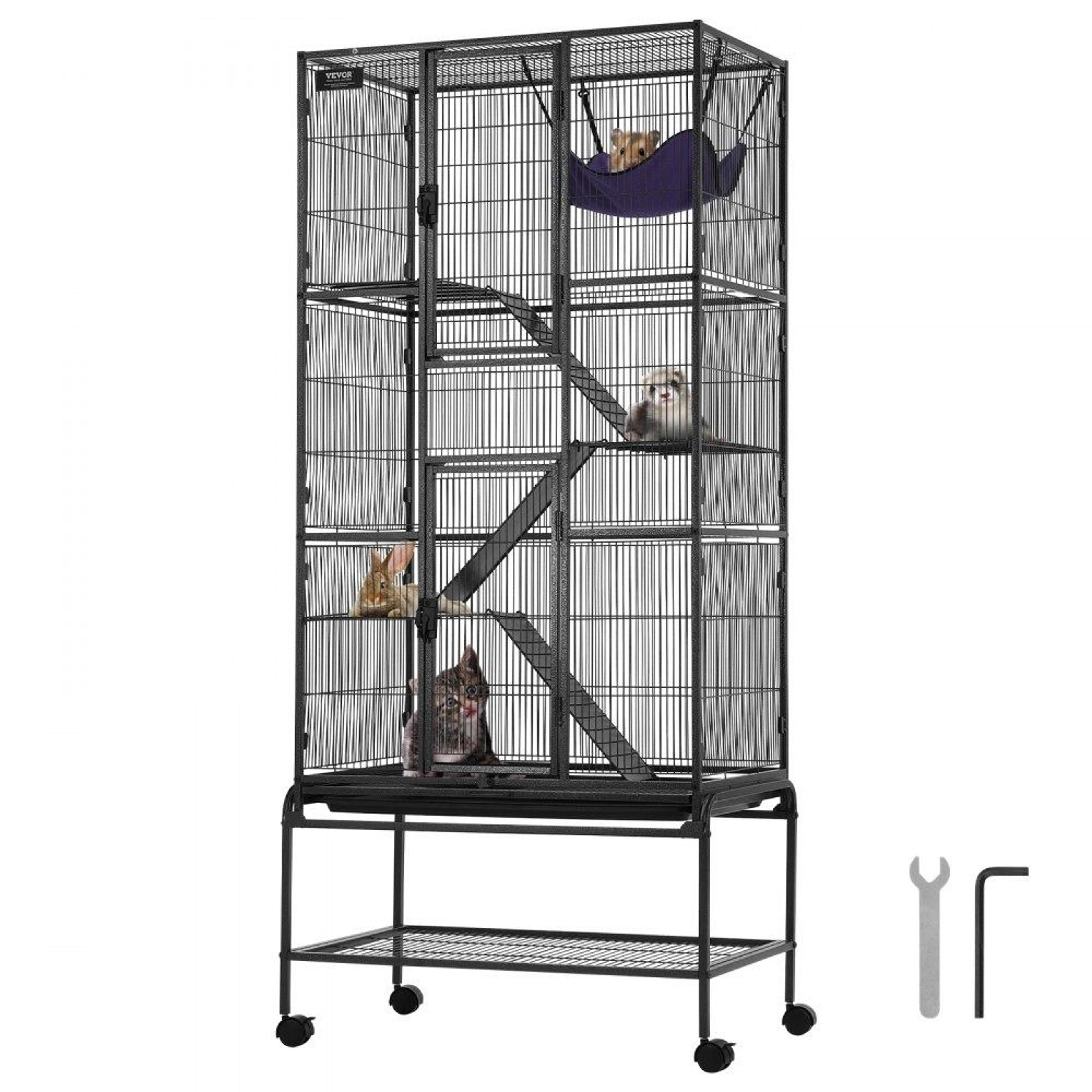 69 inch rolling ferret cage 4 tier small animal cage with ramps tray and wheels