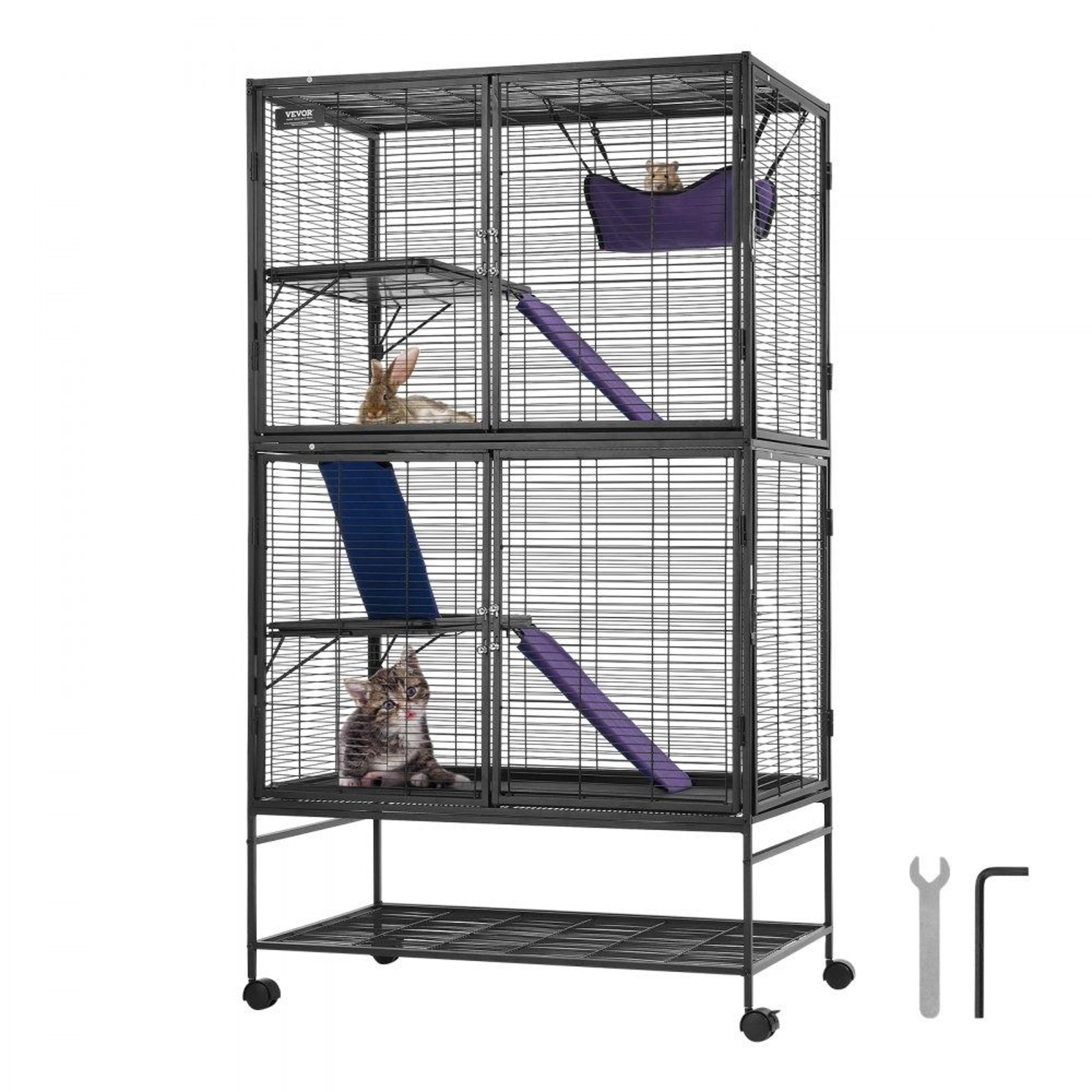 large 4 tier rolling ferret cage with ramps tray and storage shelf