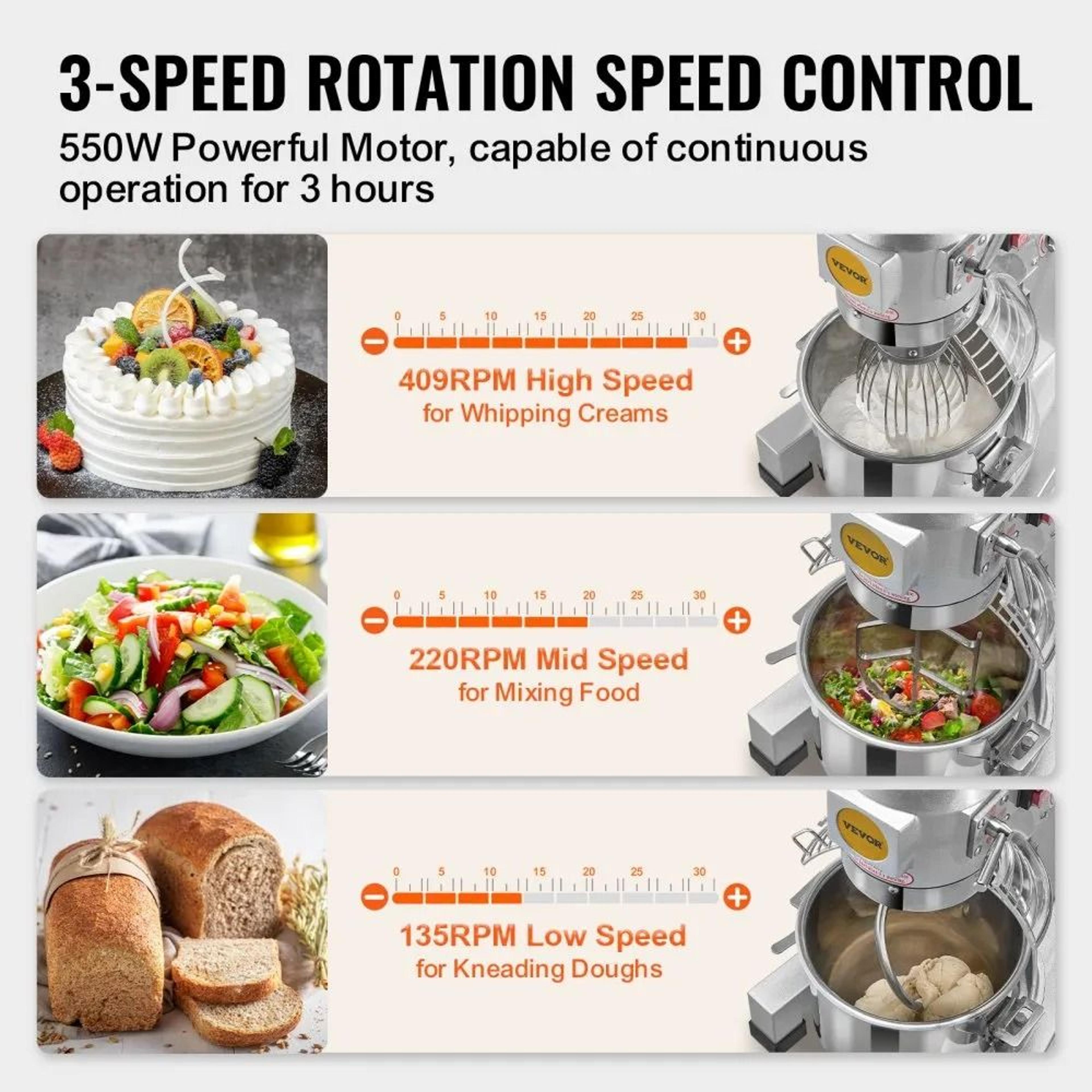14L Commercial Stand Mixer 550W Dough Mixer With 3 Speed Control 5