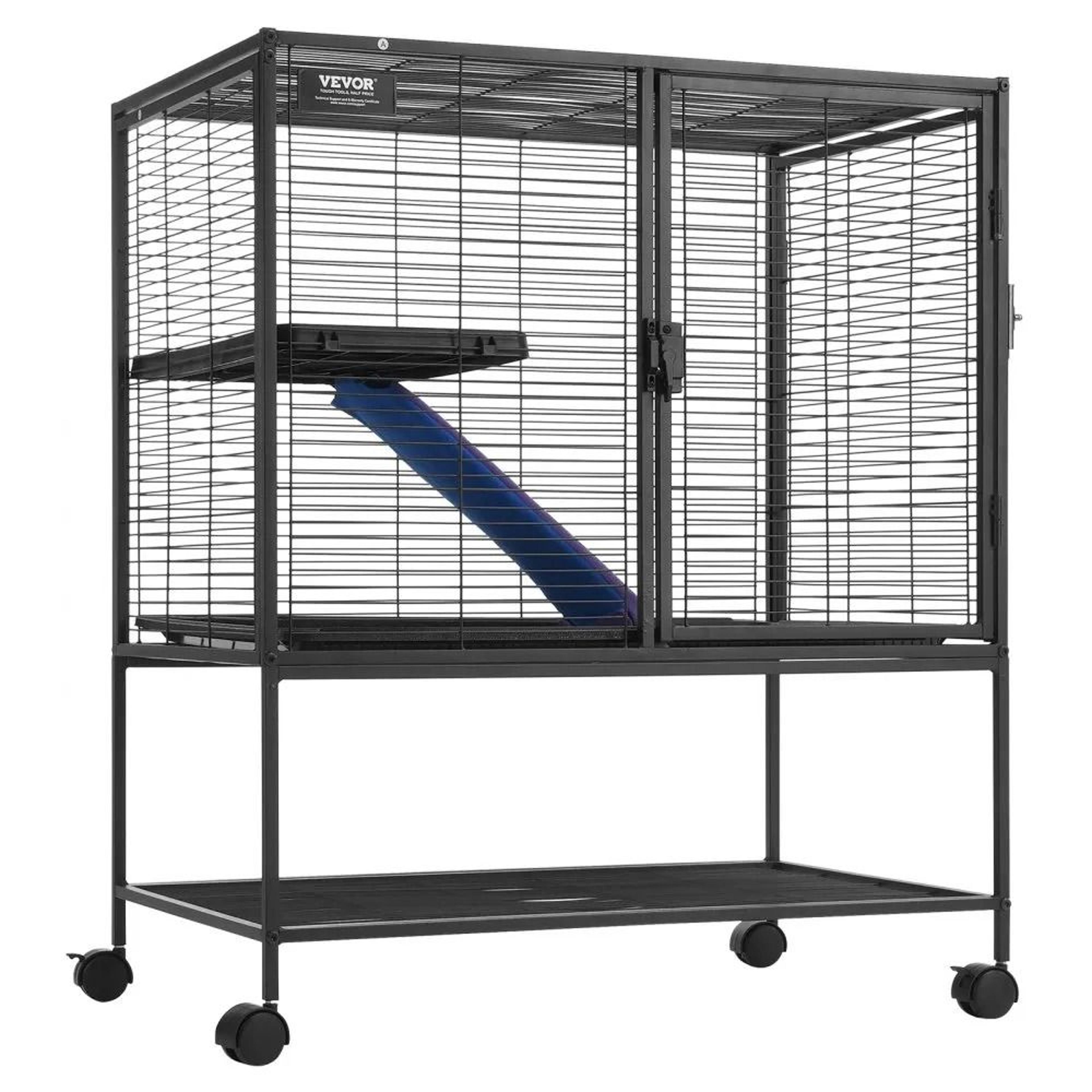 rolling ferret cage with 2 tier small animal habitat ramp tray and storage