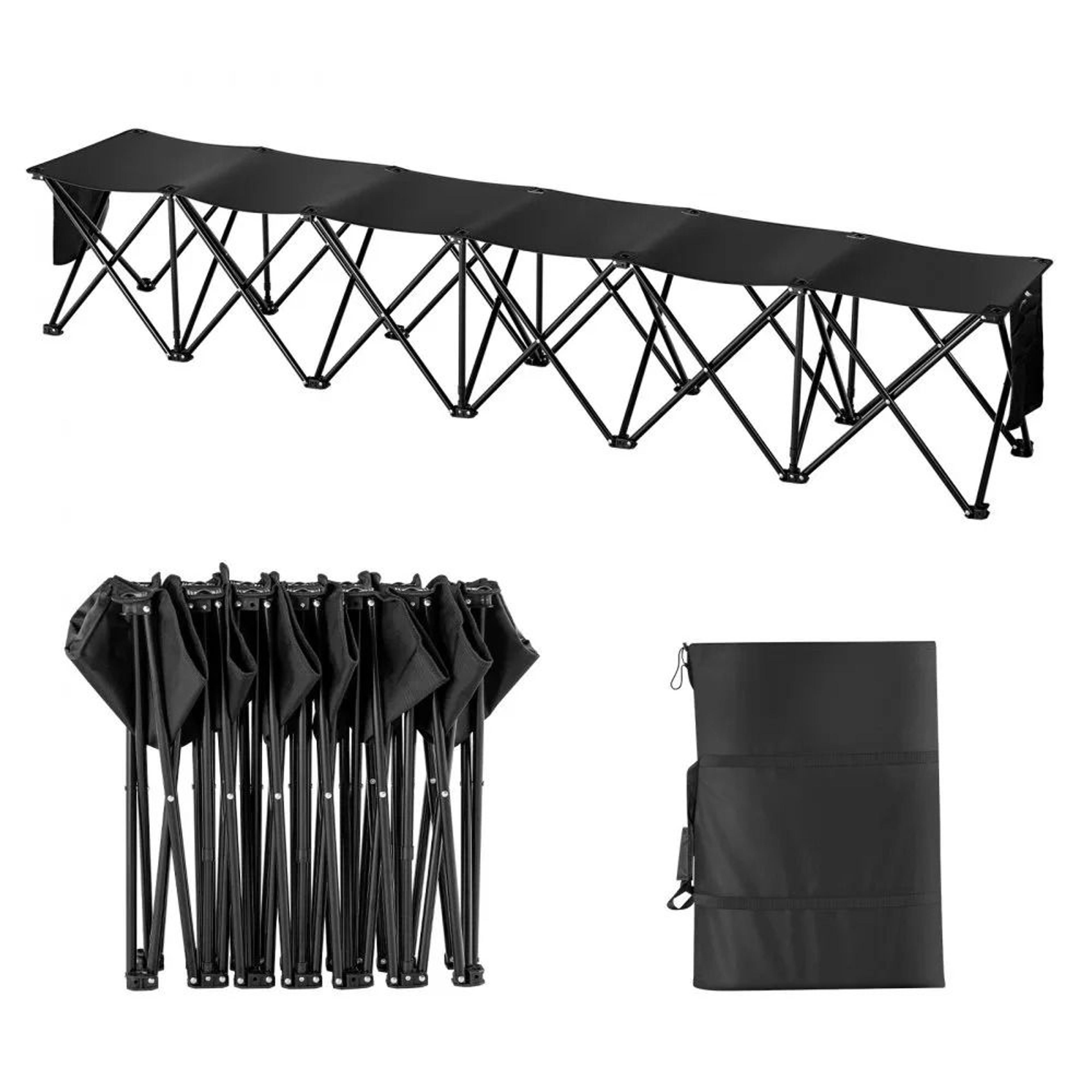 portable folding bench 6 seat soccer bench with carry bag and side pockets
