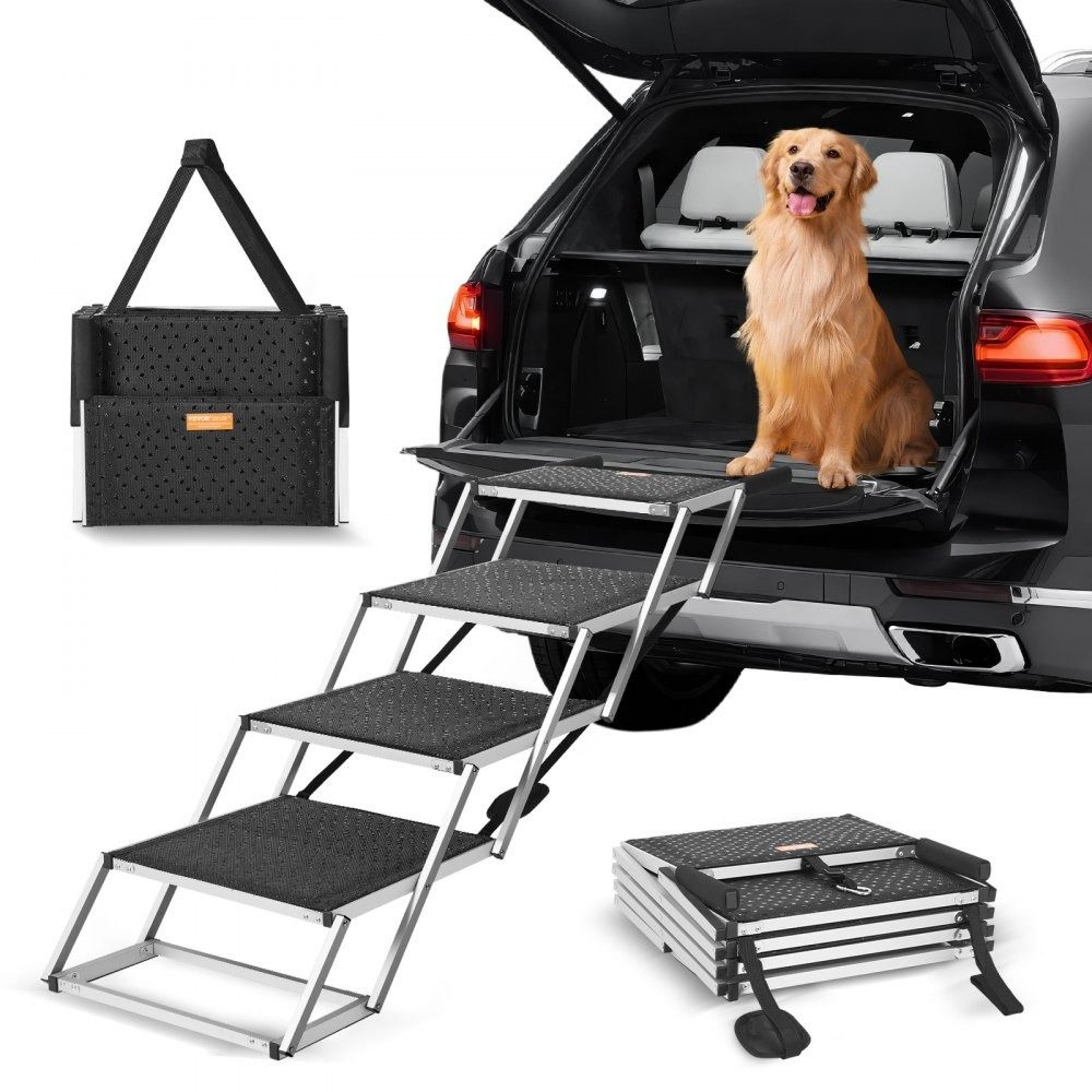 4 step folding dog car stairs with nonslip surface for suvs trucks and cars