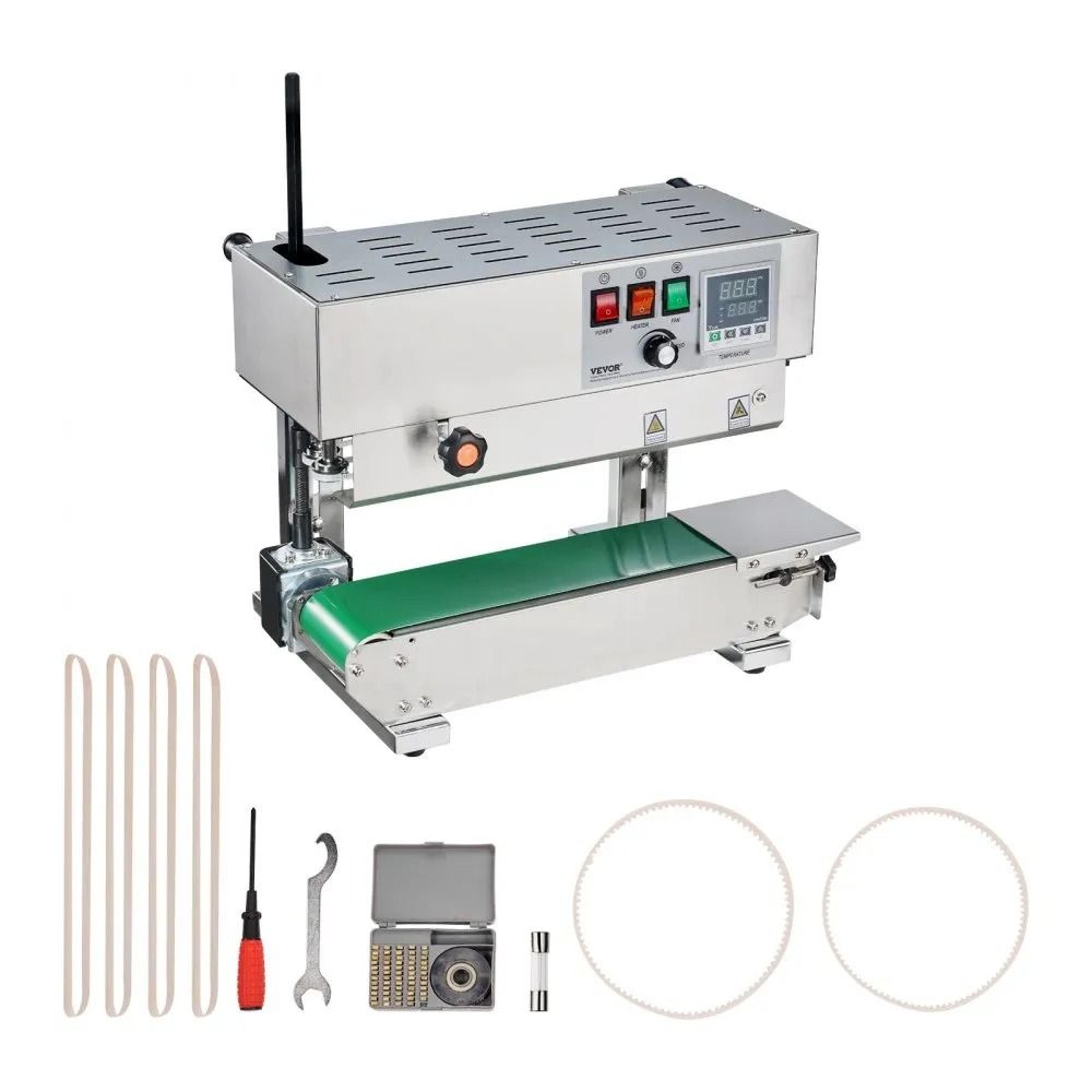 vertical continuous band sealer with digital temperature control for plastic bags
