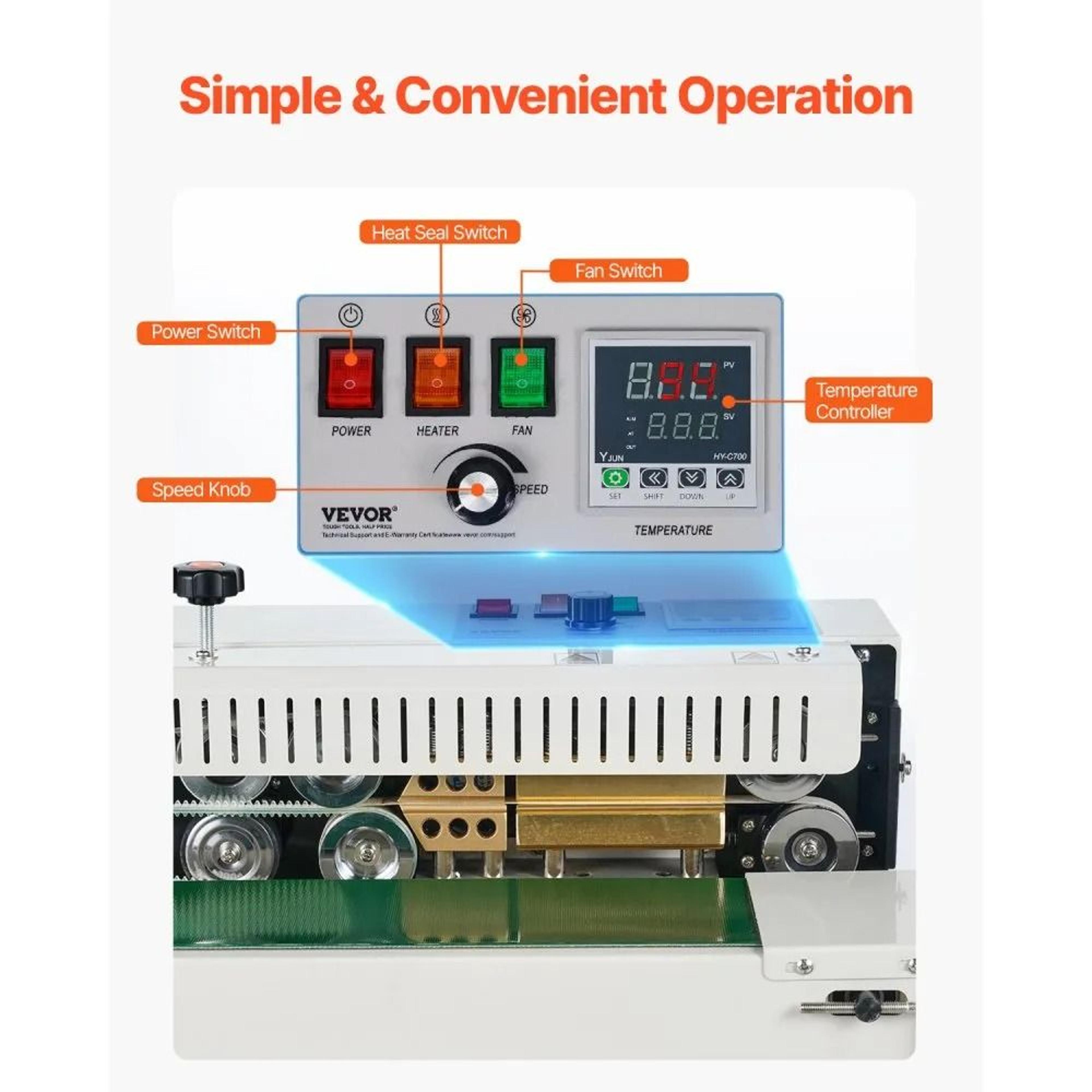 Vertical Continuous Band Sealer With Digital Temperature Control For Plastic Bags 3