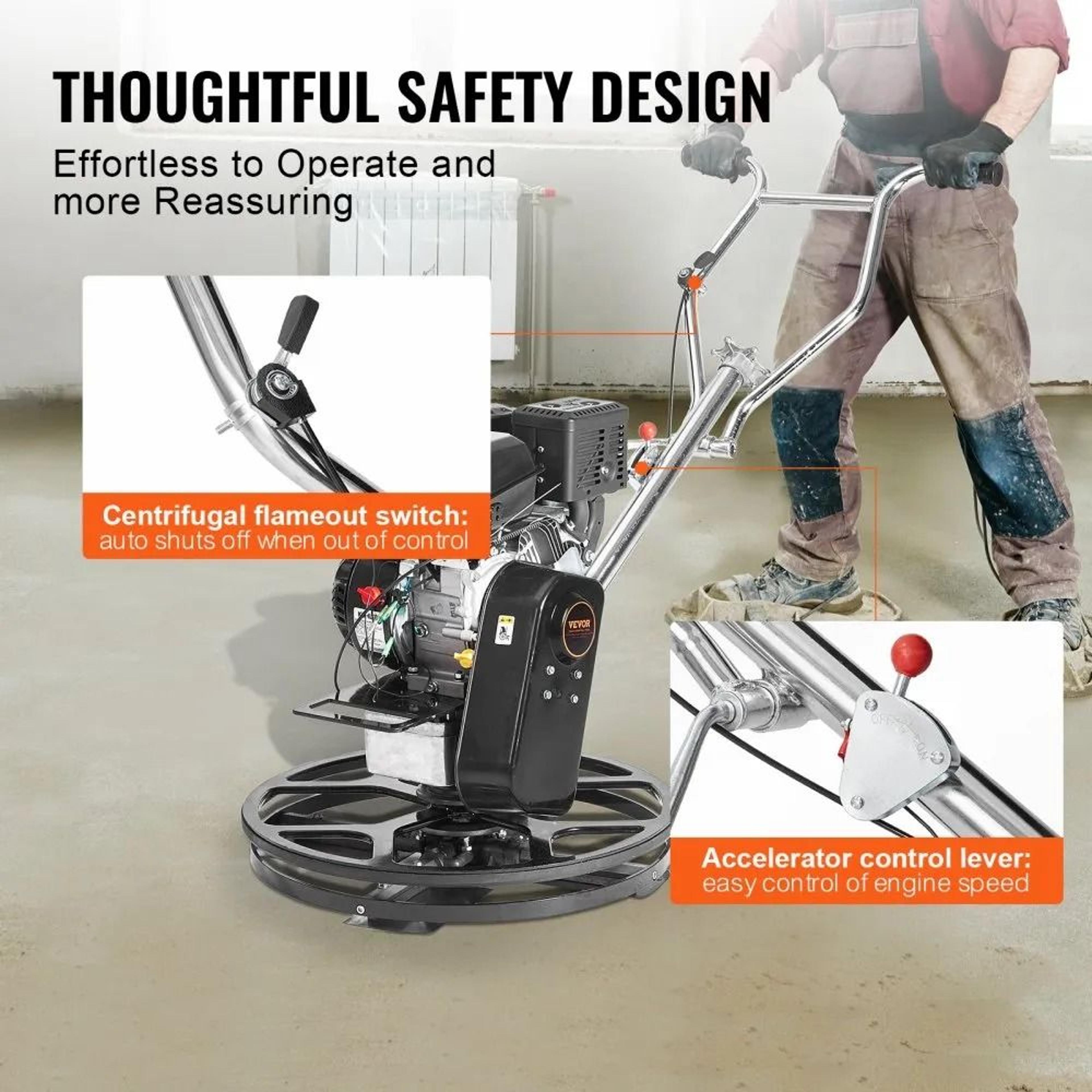 24 Inch Power Trowel 6HP Gas Walk Behind Concrete Finishing Machine With Float Pan 2