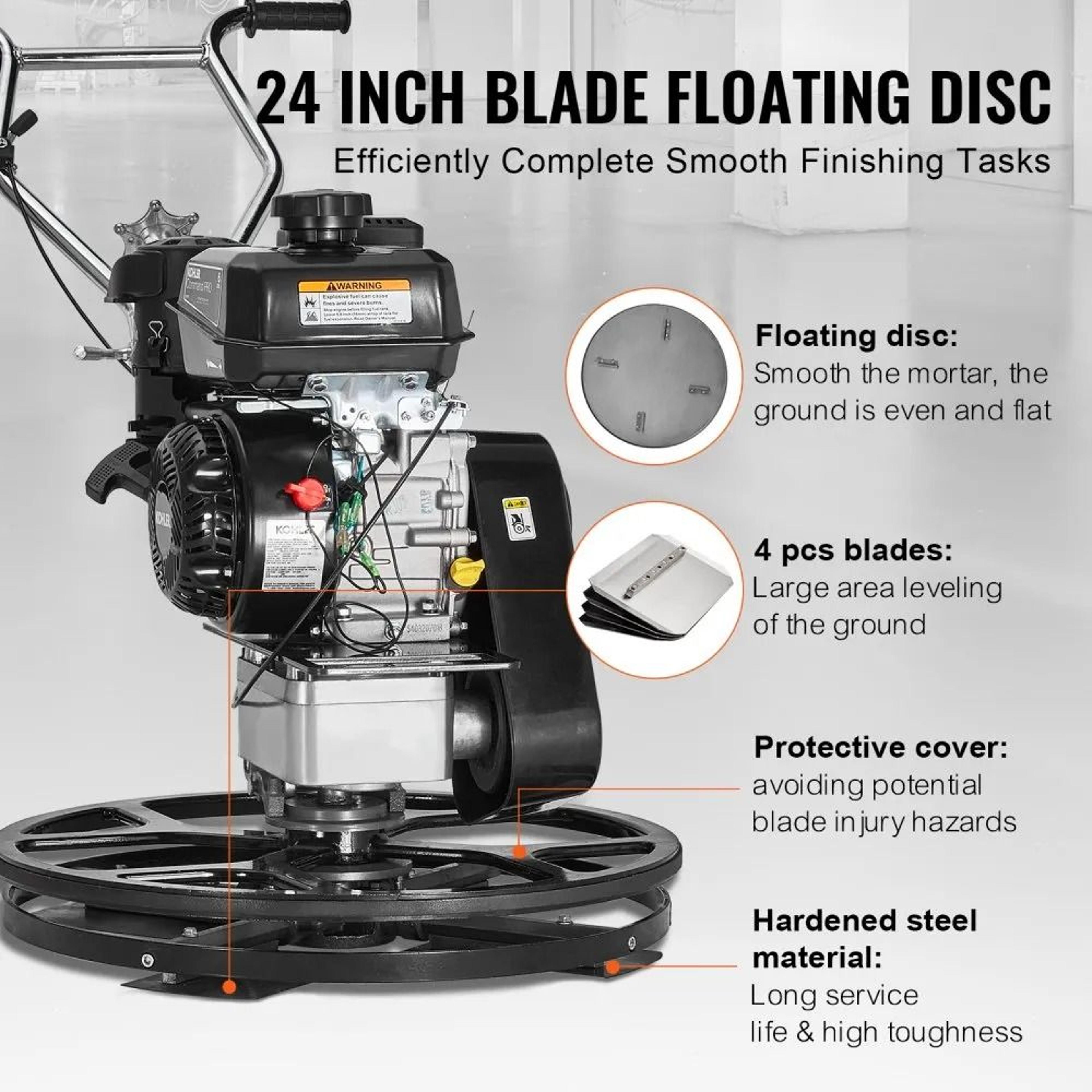 24 Inch Power Trowel 6HP Gas Walk Behind Concrete Finishing Machine With Float Pan 5