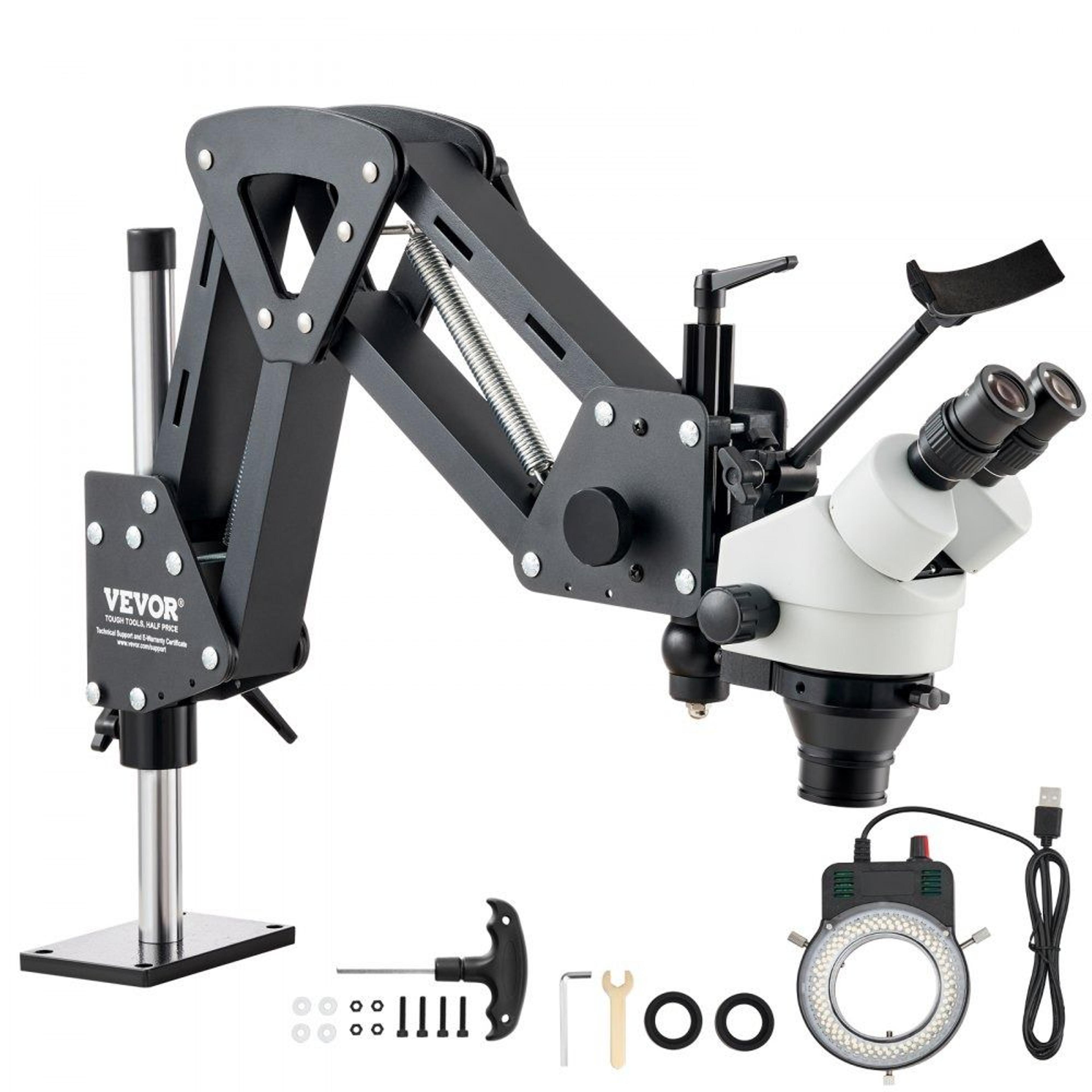 7x 45x jewelry microscope with multi directional stand and usb ring light