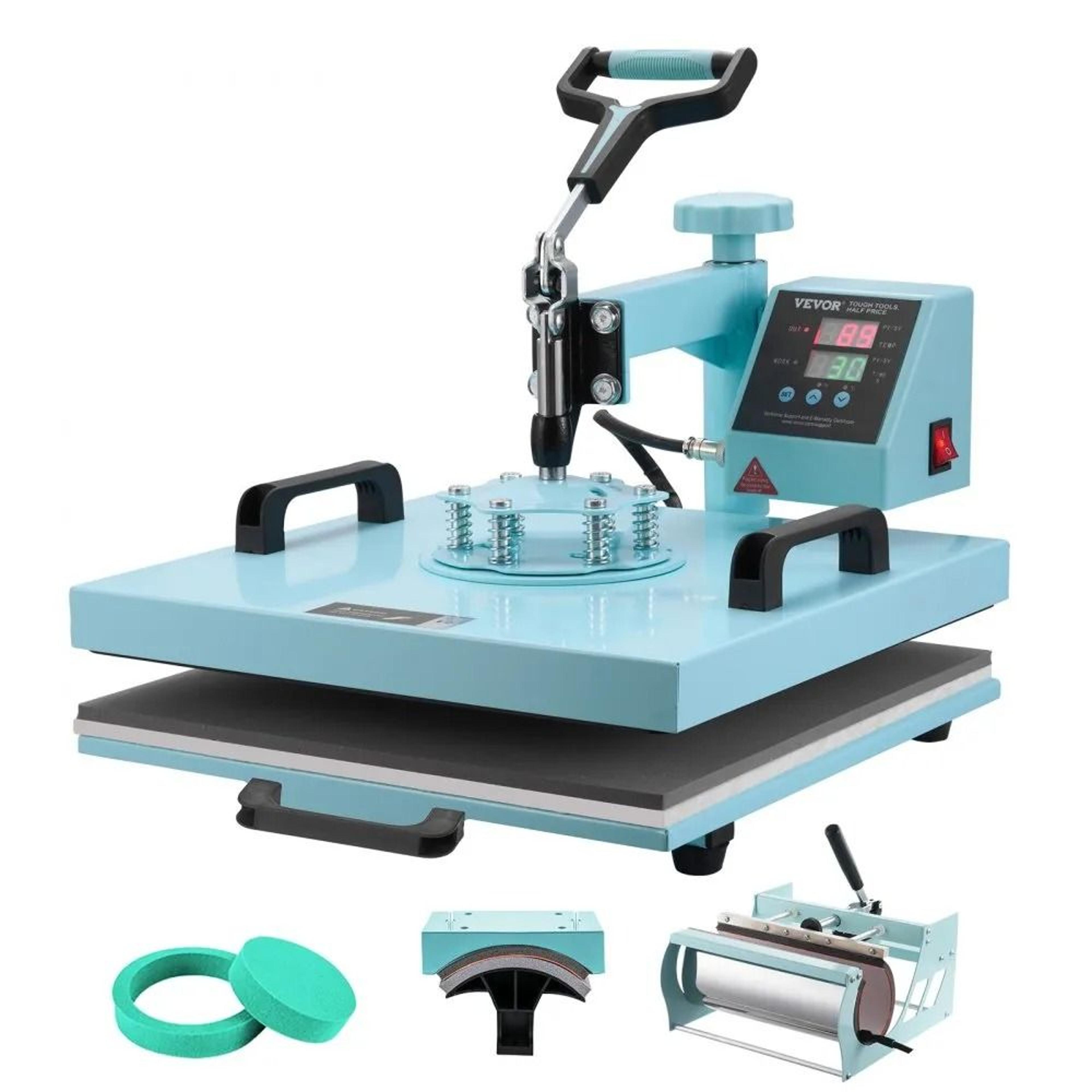 5 in 1 heat press machine with 15 x 15 t shirt press and 30 oz tumbler press