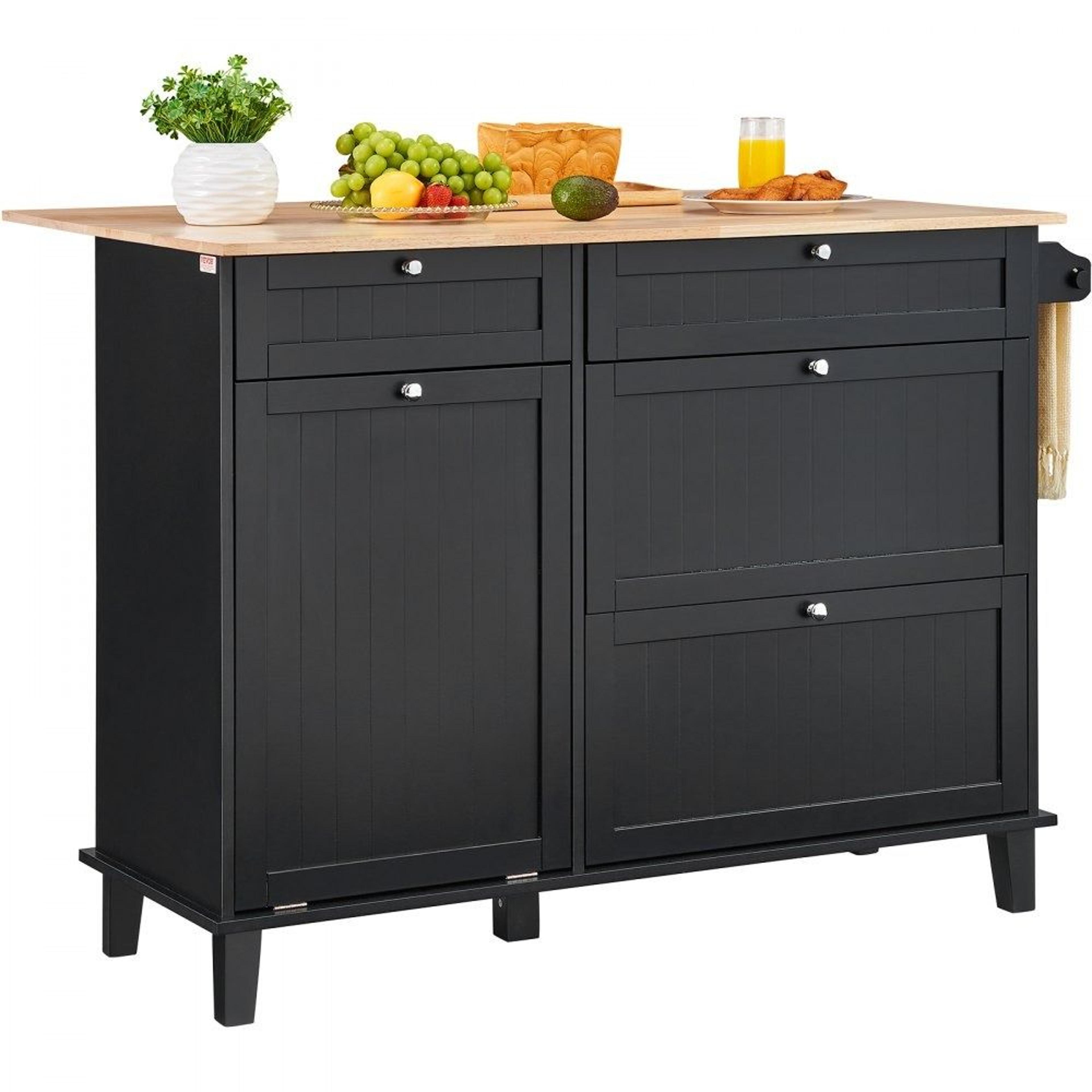 kitchen island with storage and tilt out trash cabinet drop leaf breakfast bar