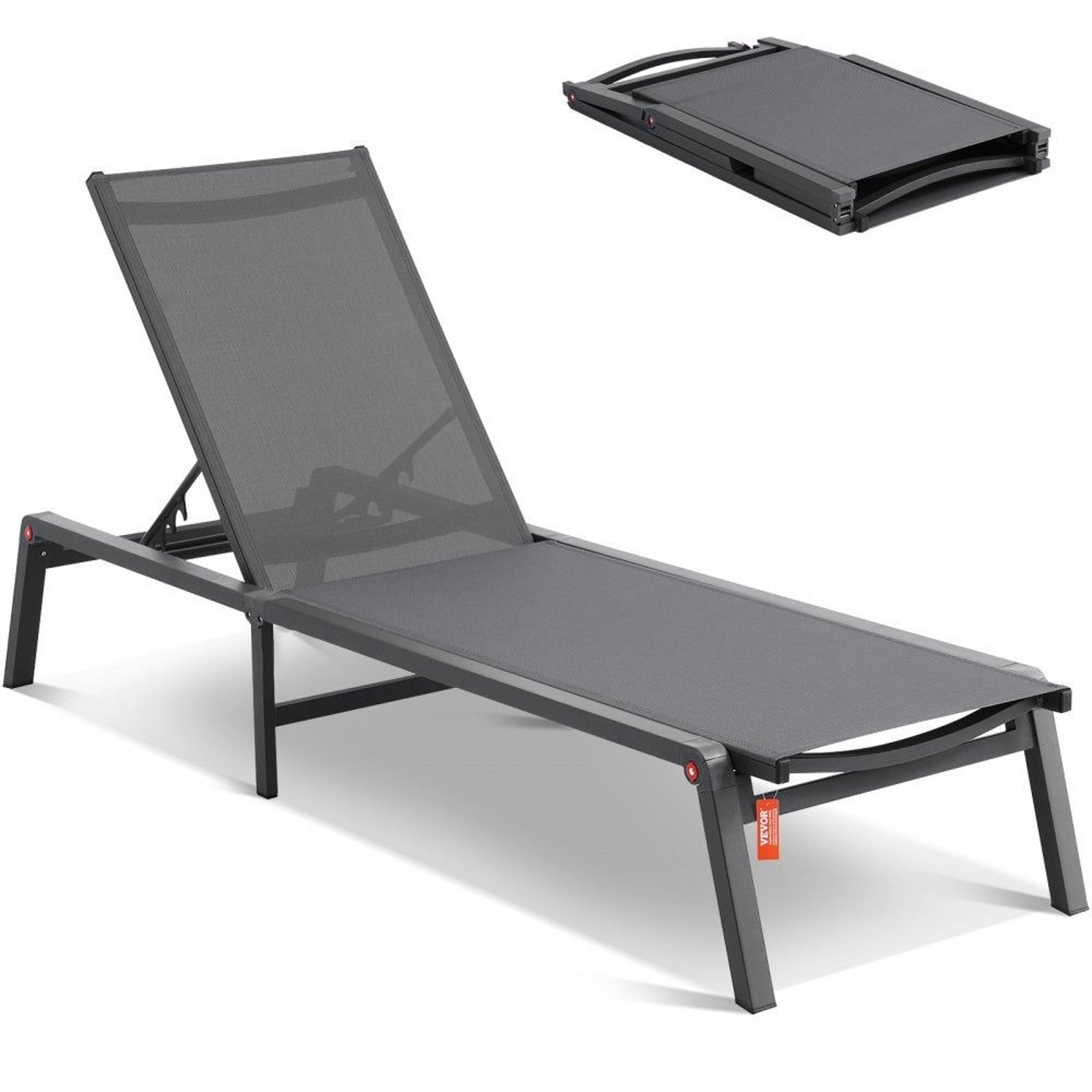 5 position outdoor chaise lounge chair folding aluminum pool recliner
