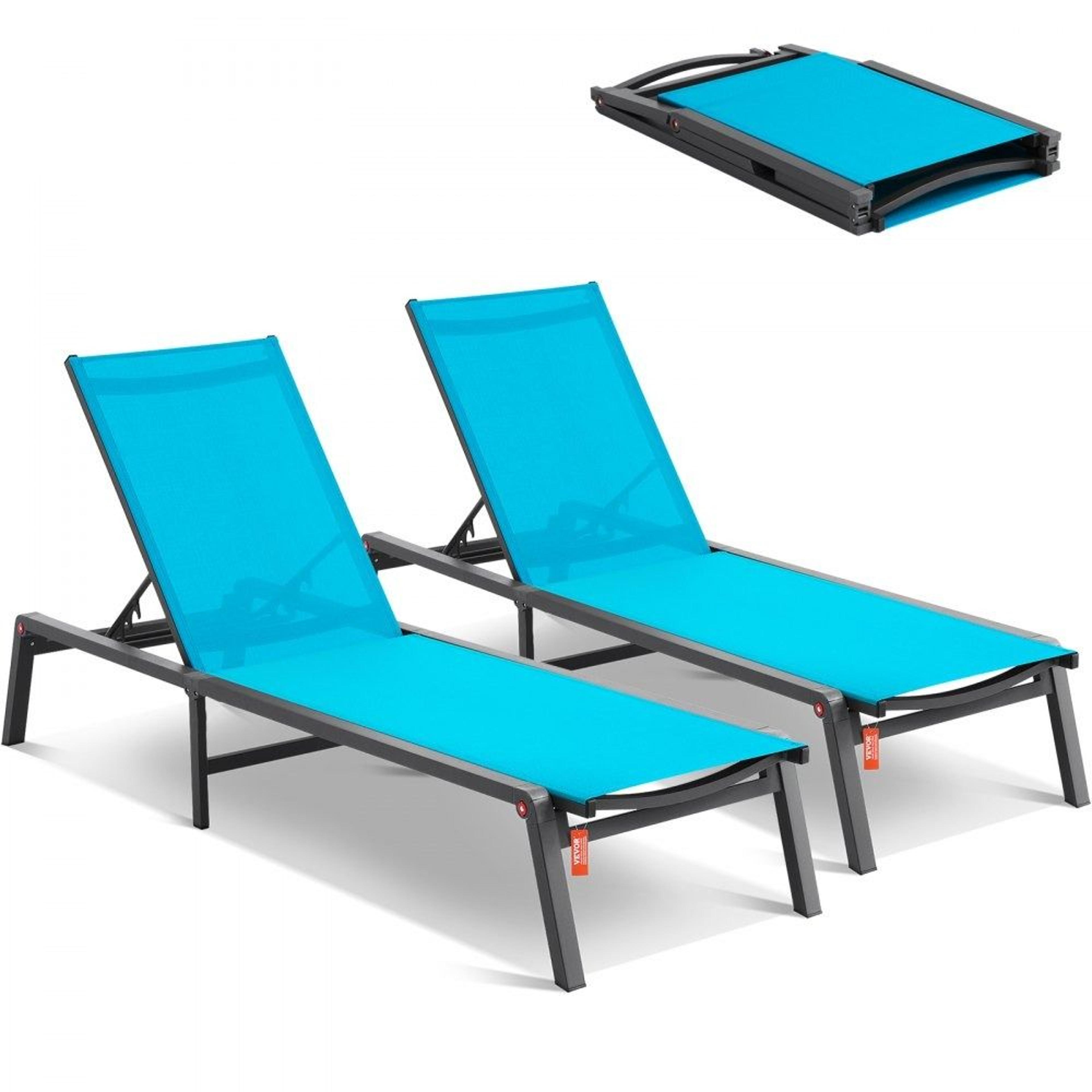 adjustable aluminum chaise lounge chairs set of 2 folding patio pool recliners