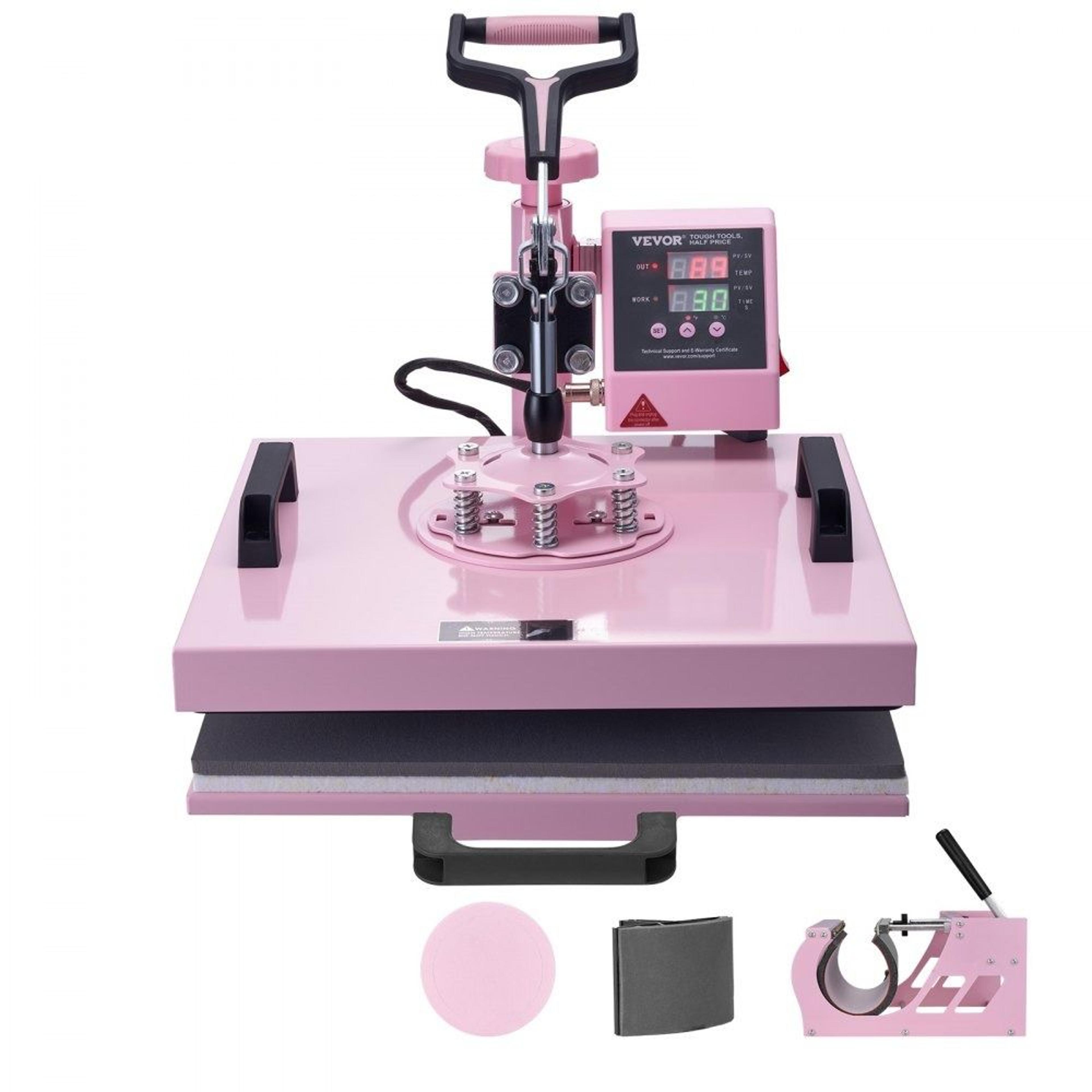 5 in 1 heat press machine with 15 x 15 plate and 30 oz tumbler press