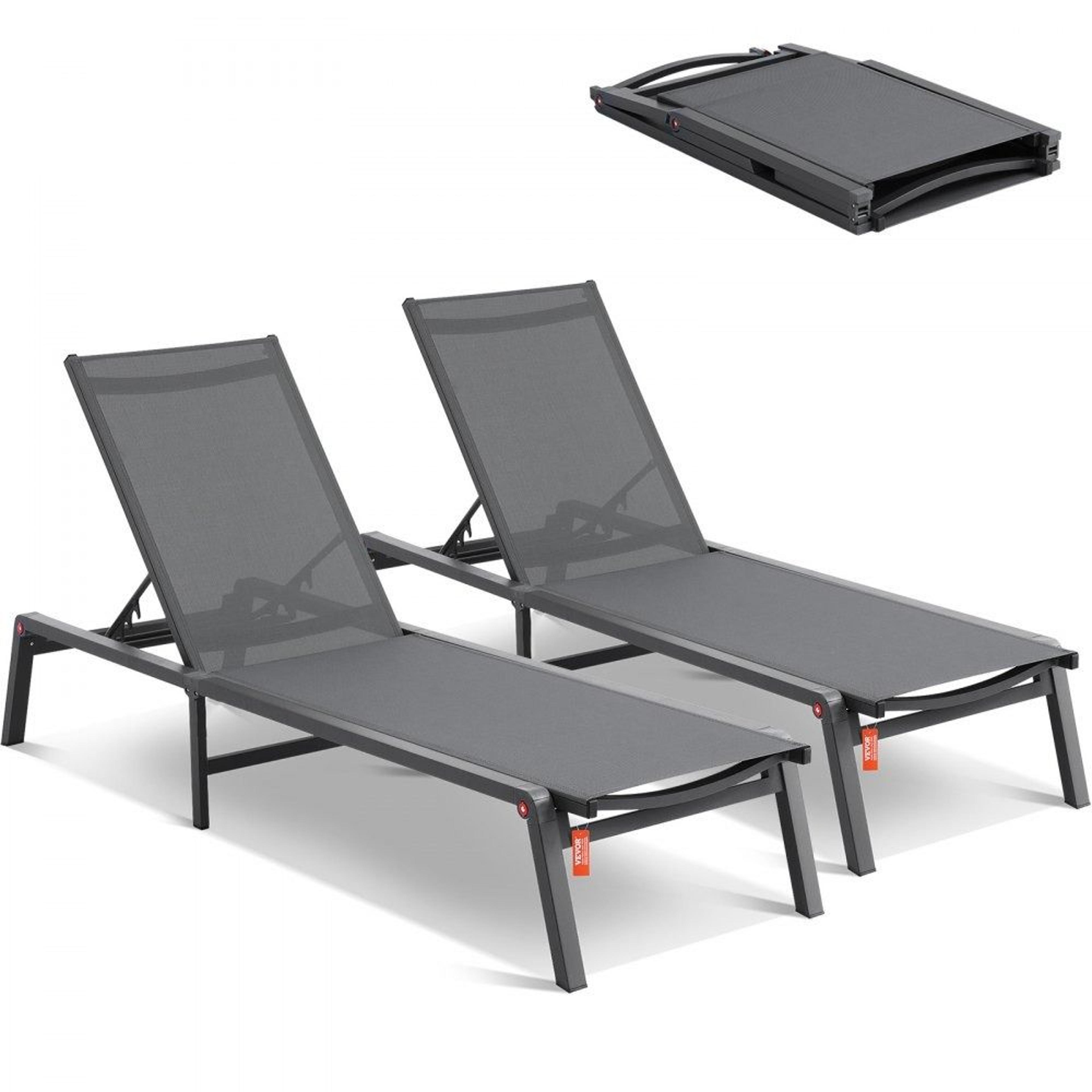 adjustable outdoor chaise lounge chairs folding patio recliners set of 2