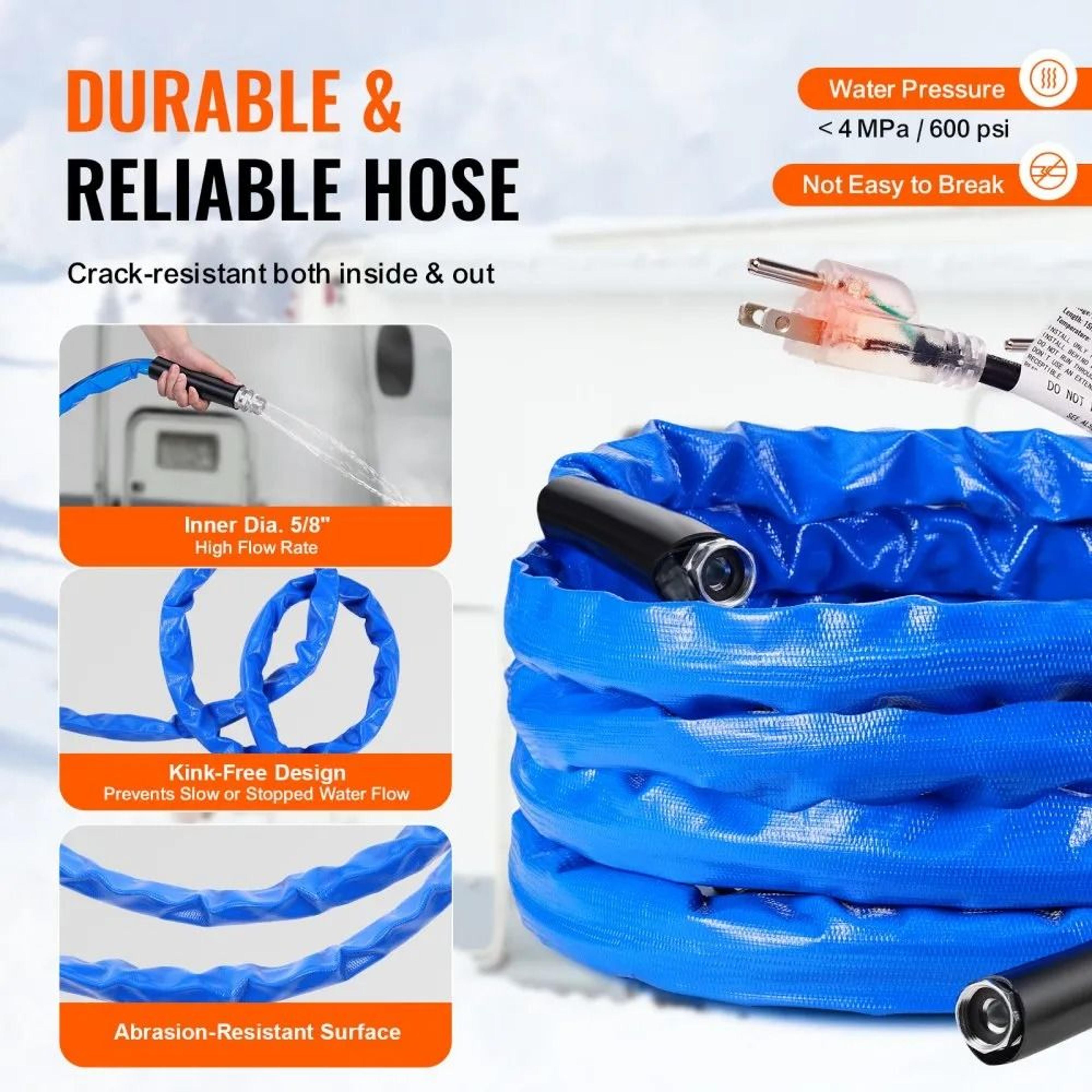 30ft Heated Water Hose For RV Freeze Protection Drinking Water Hose 3
