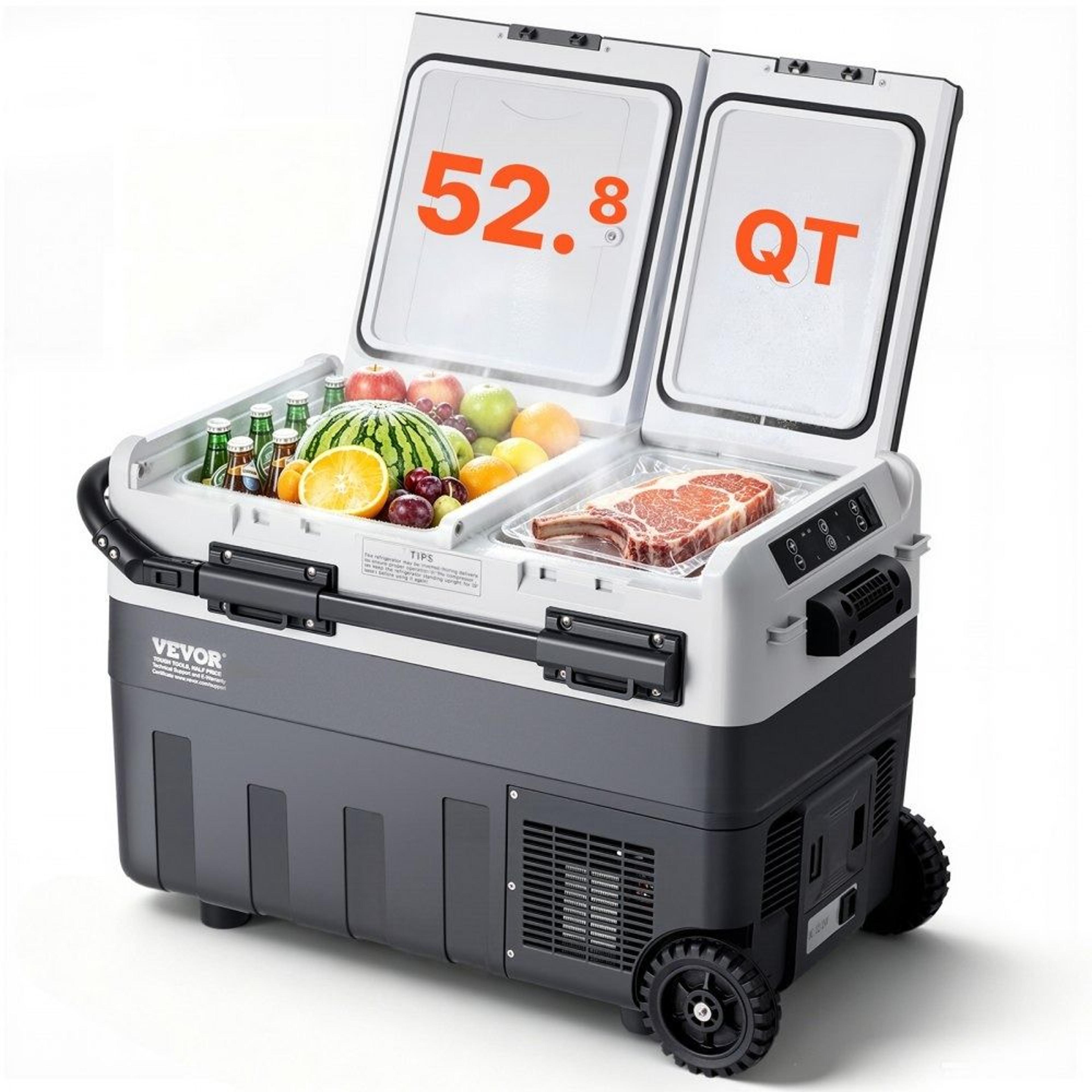 50l portable car refrigerator dual zone 12v compressor freezer