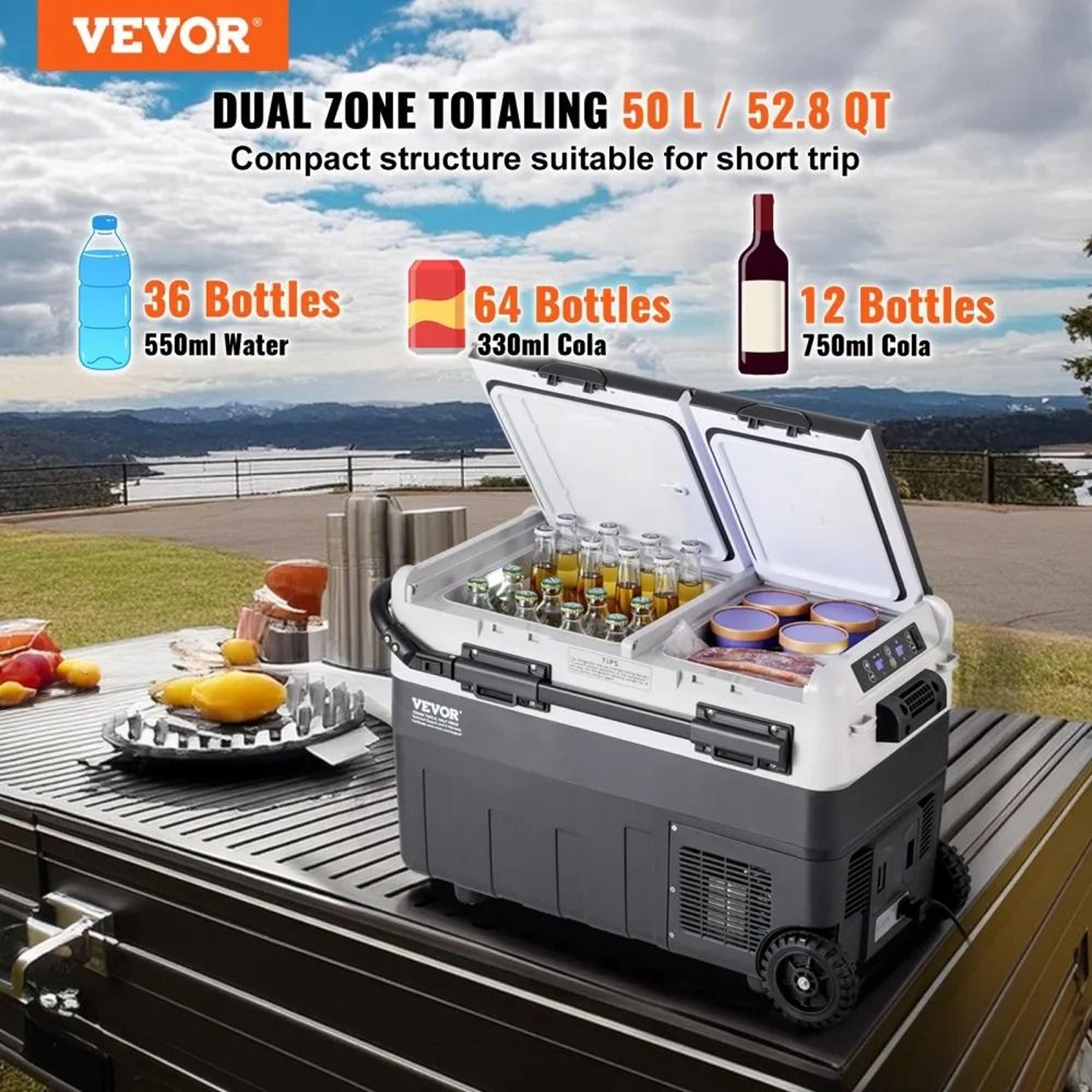 50L Portable Car Refrigerator Dual Zone 12V Compressor Freezer 1