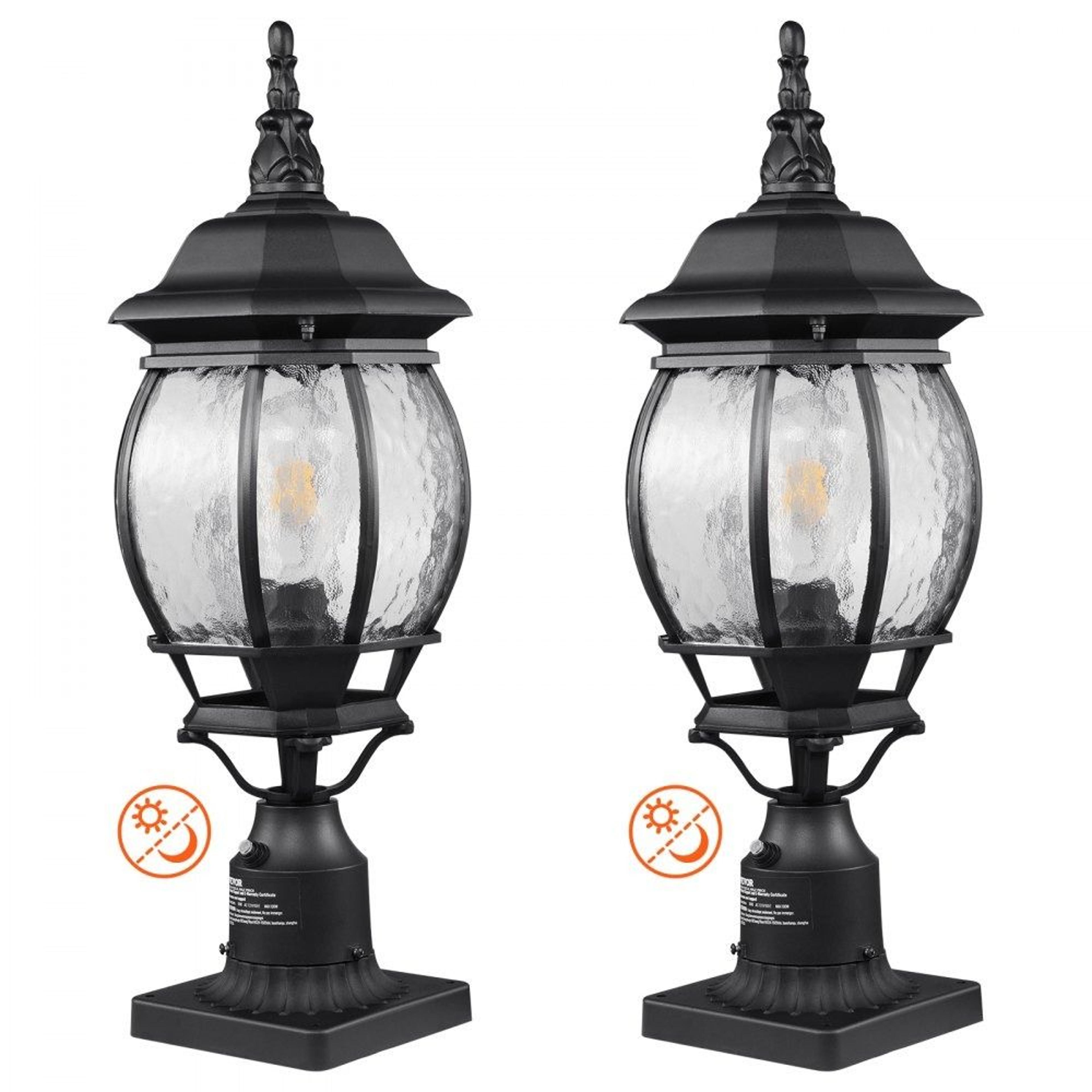 dusk to dawn outdoor post lights waterproof pier mount fixtures 2 pack