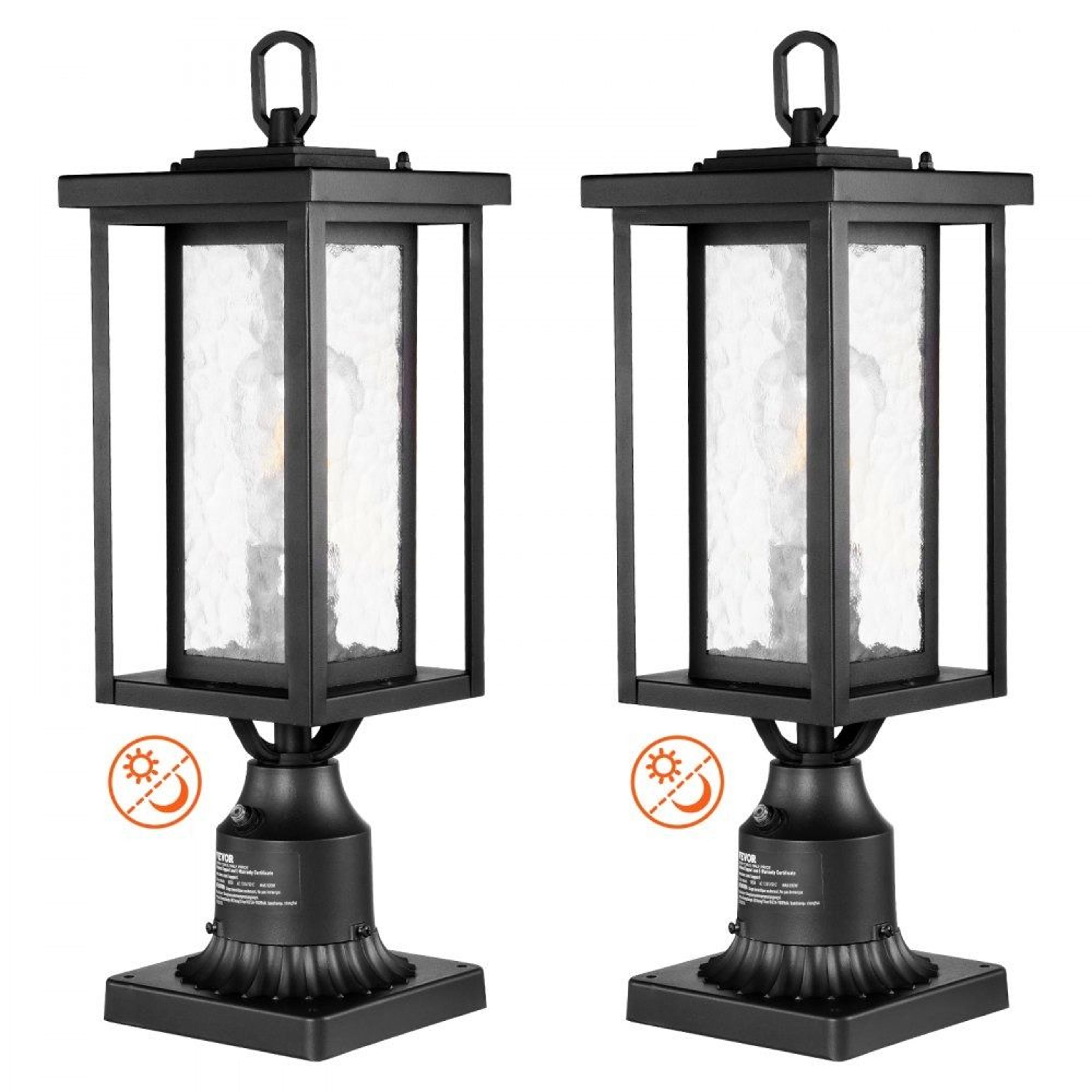 dusk to dawn outdoor post light 2 pack waterproof e26 garden pathway lamp
