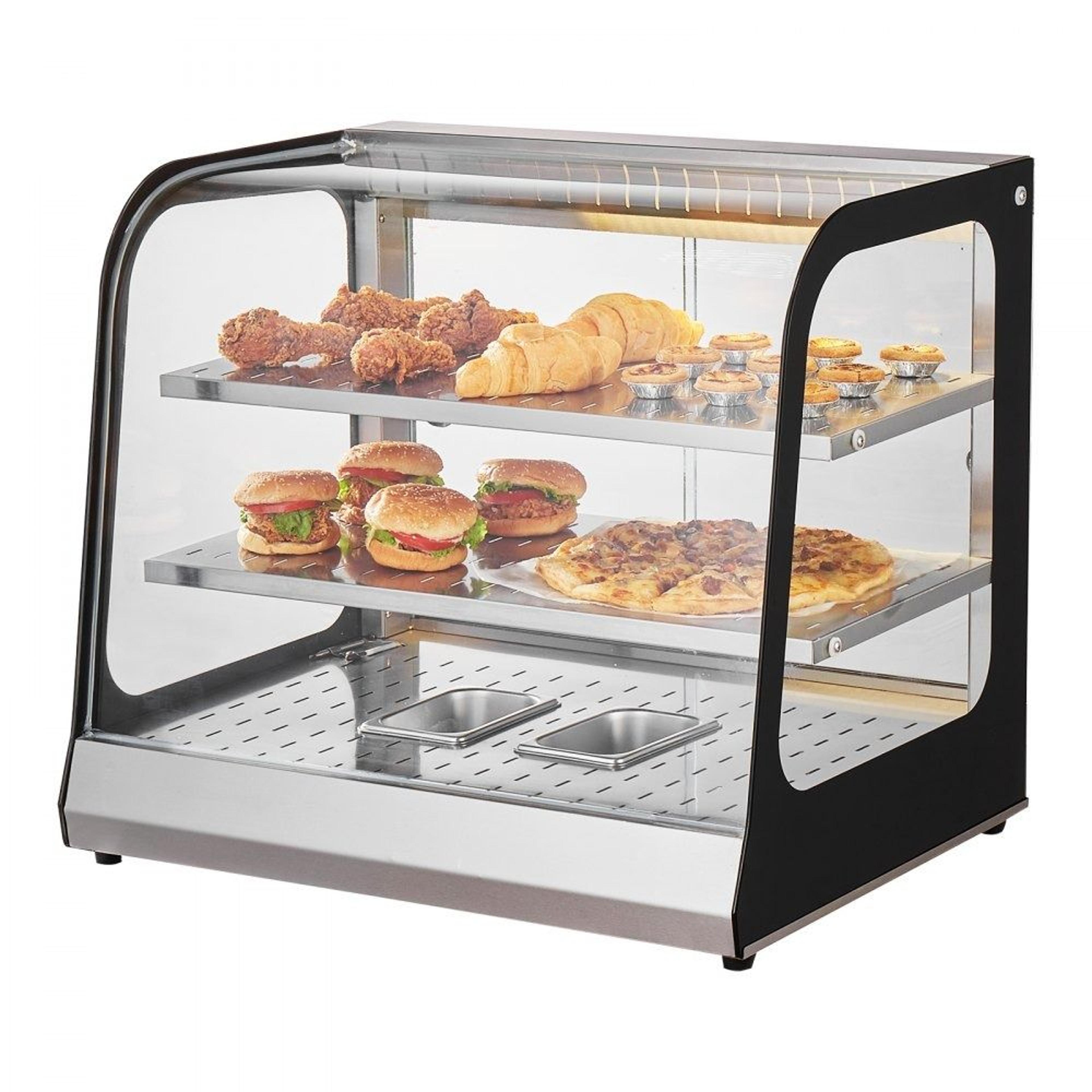 commercial food warmer display 111l 2 tier countertop heated display case