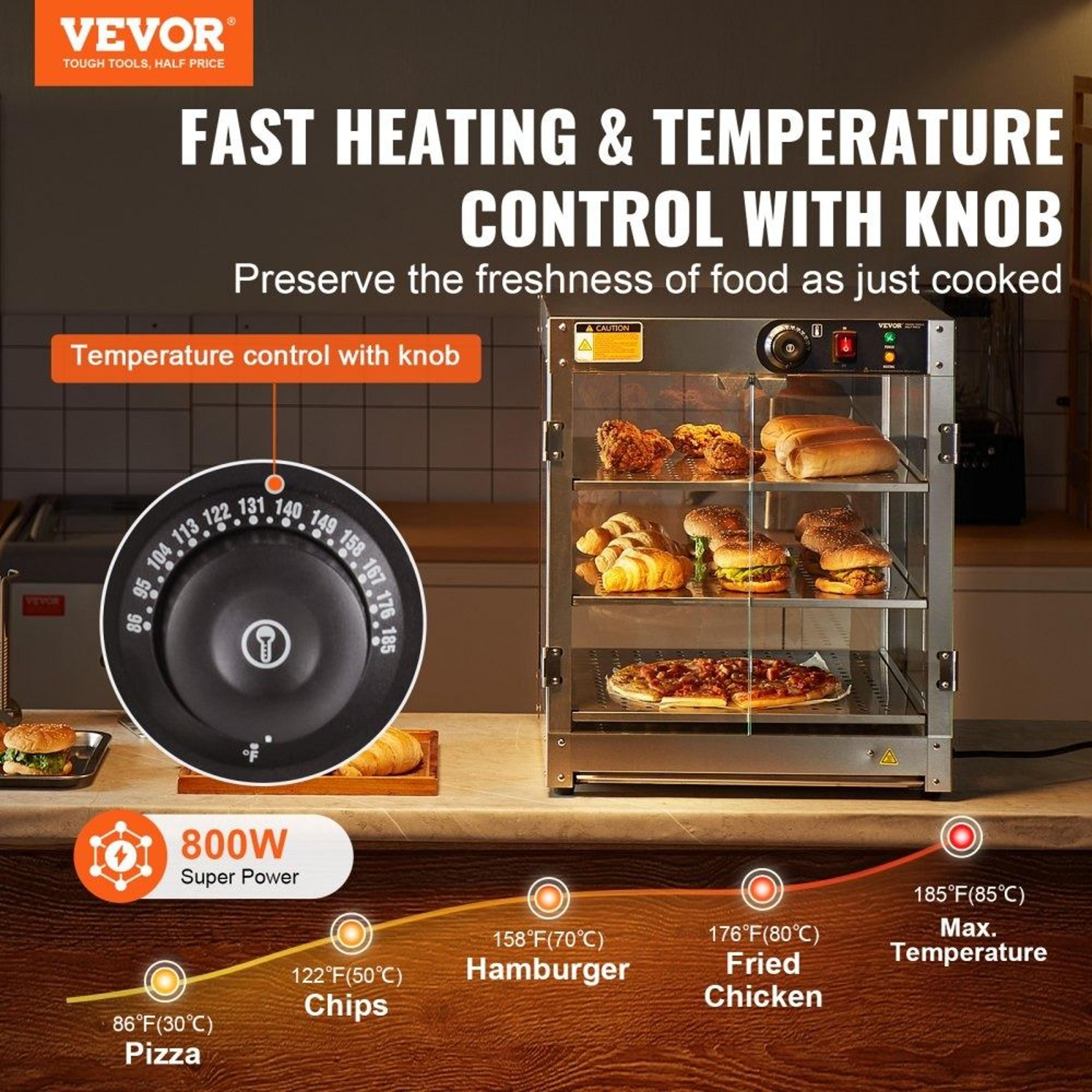 3 Tier Commercial Food Warmer Display With LED Light And Adjustable Temperature 4