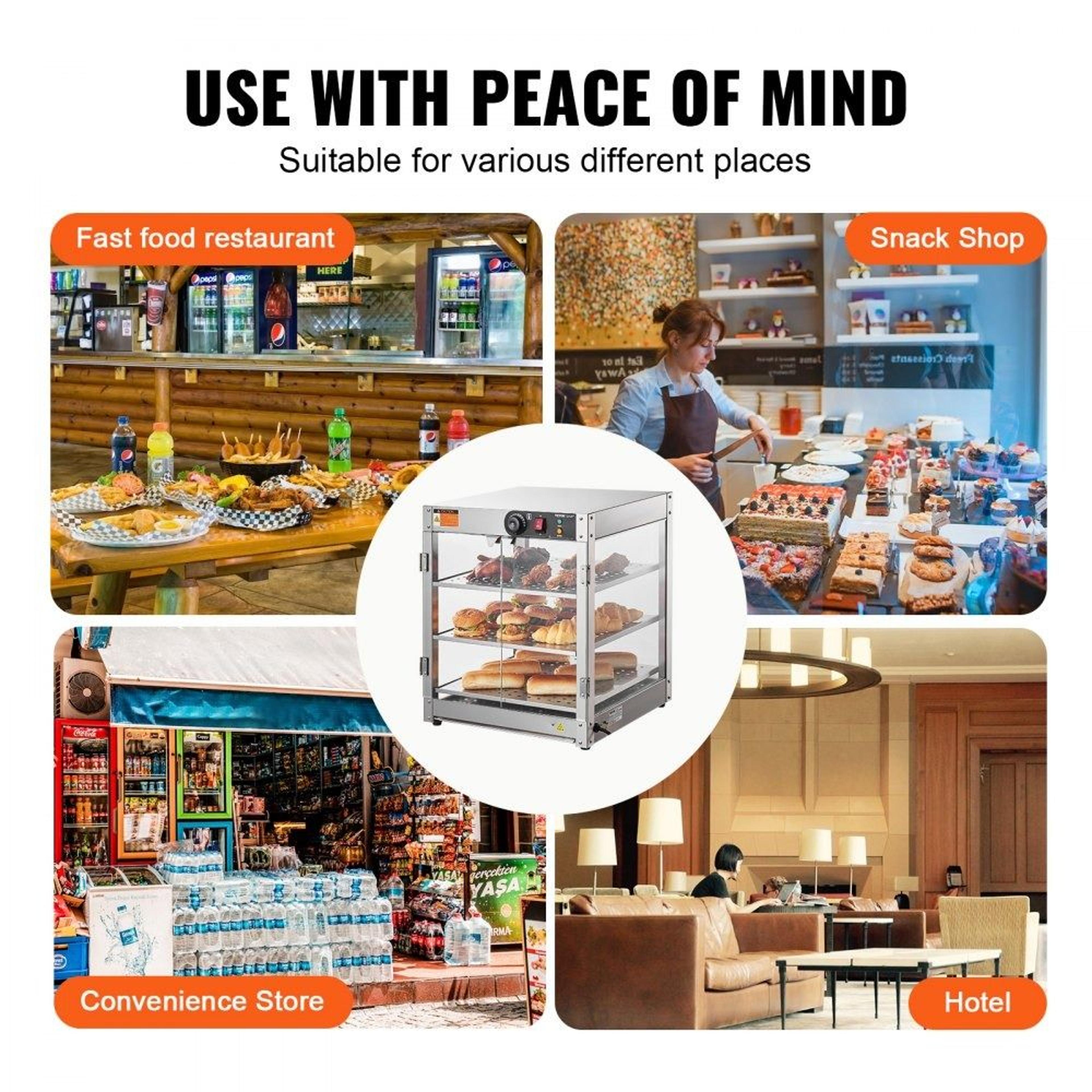 3 Tier Commercial Food Warmer Display With LED Light And Adjustable Temperature 5