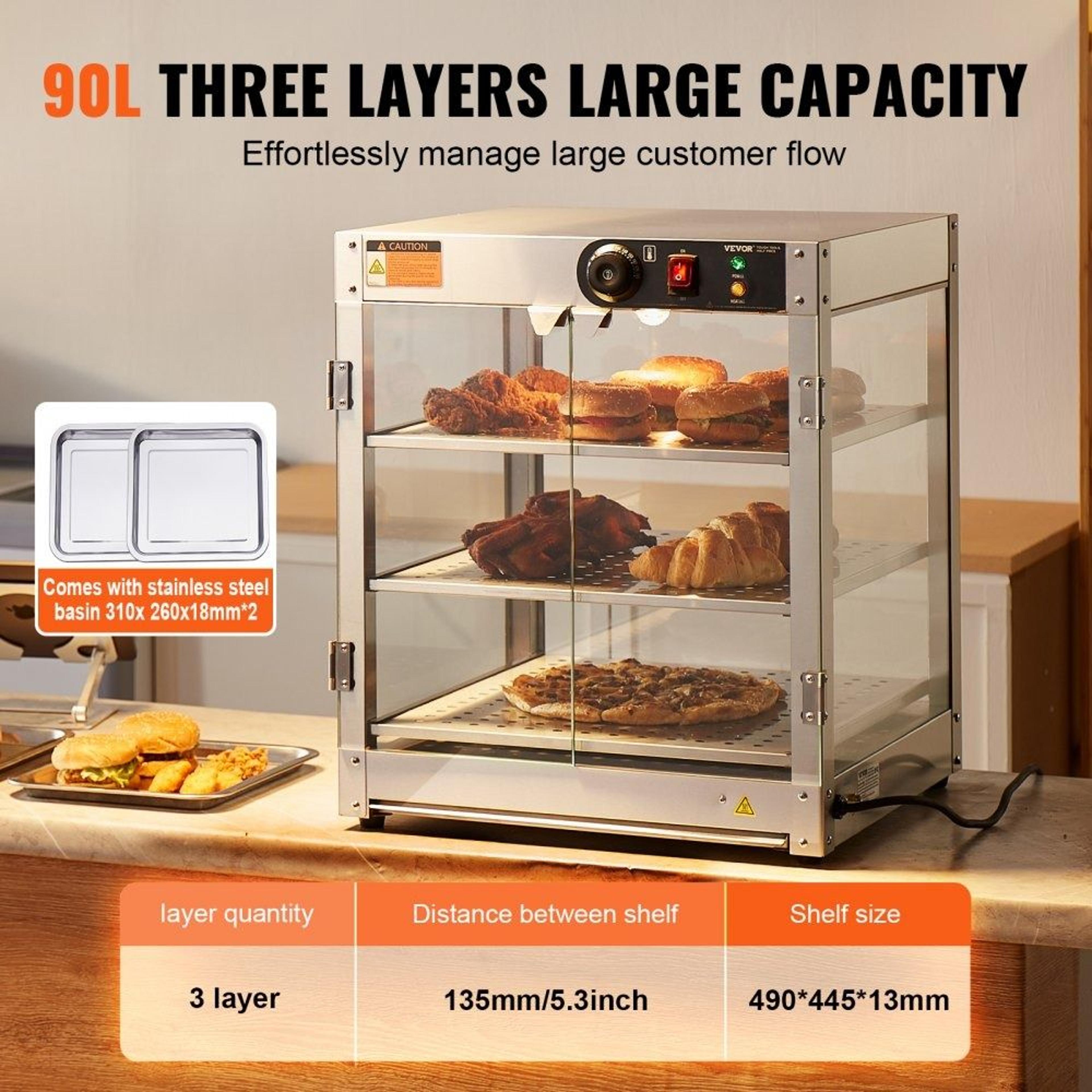 3 Tier Commercial Food Warmer Display With LED Light And Adjustable Temperature 3