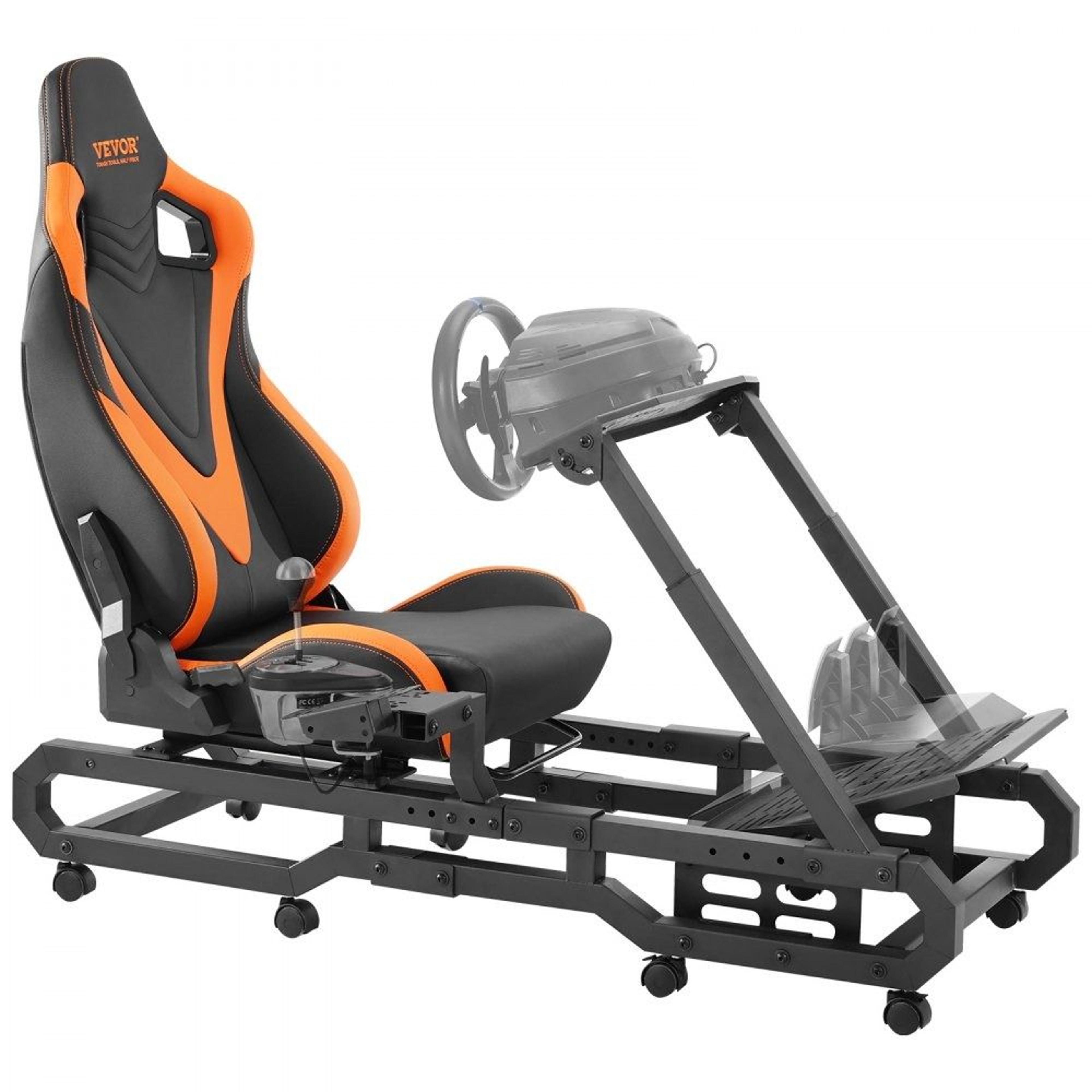 racing wheel stand with seat adjustable steel sim racing cockpit with wheels