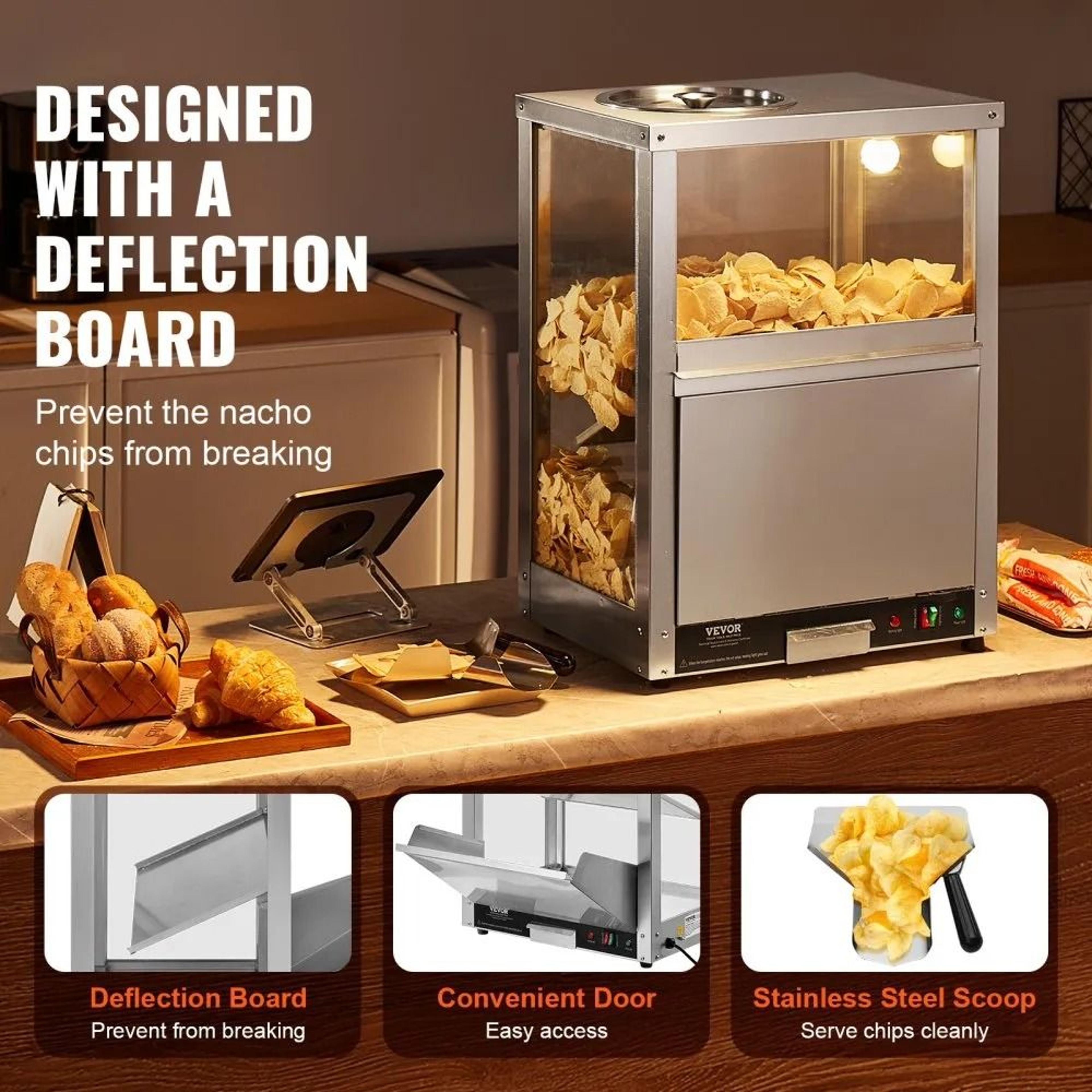 Commercial Nacho Chip Warmer 845QT Stainless Steel Snack Warmer With Heating Base And Light 3