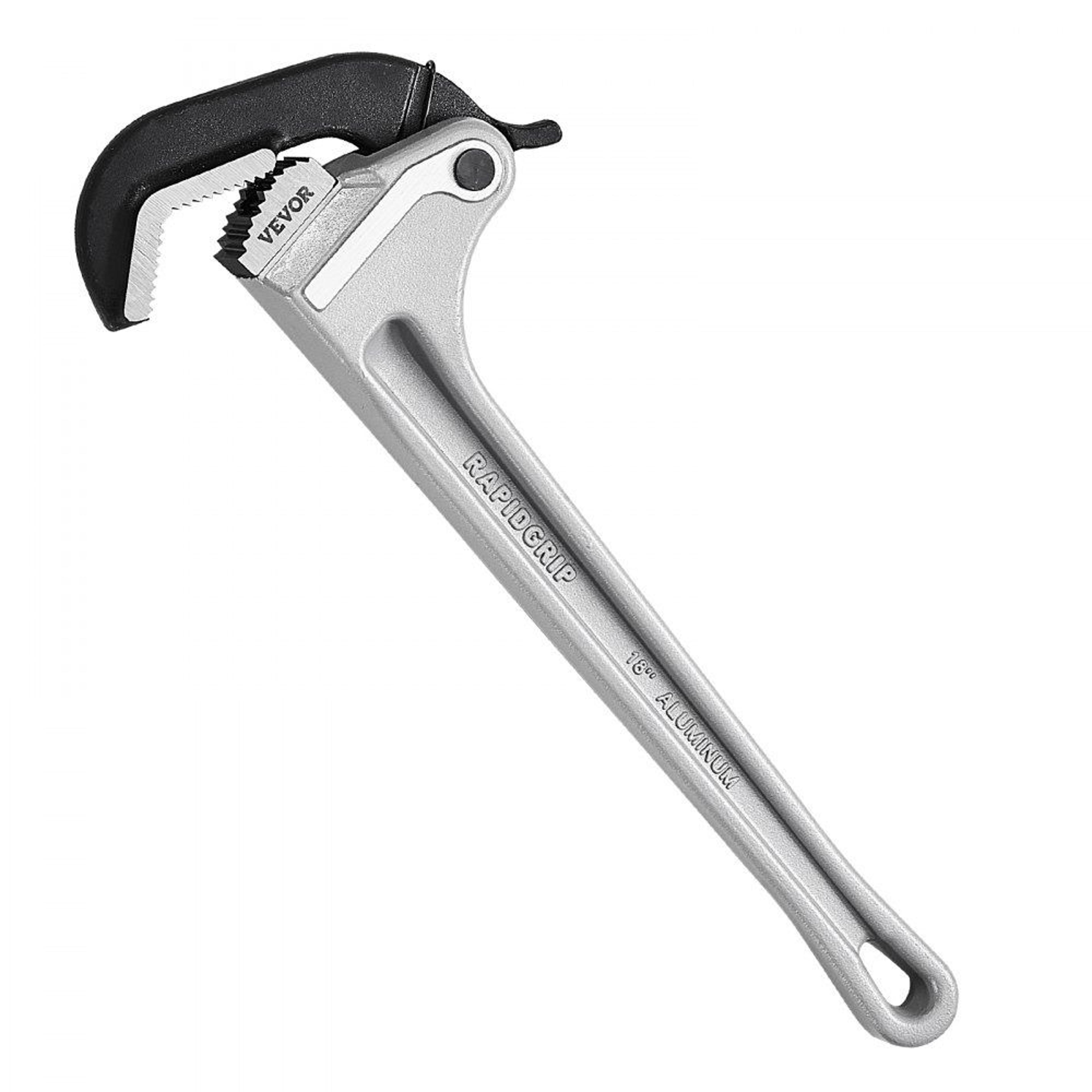 18 inch aluminum pipe wrench with automatic jaw adjustment for plumbing and automotive repair