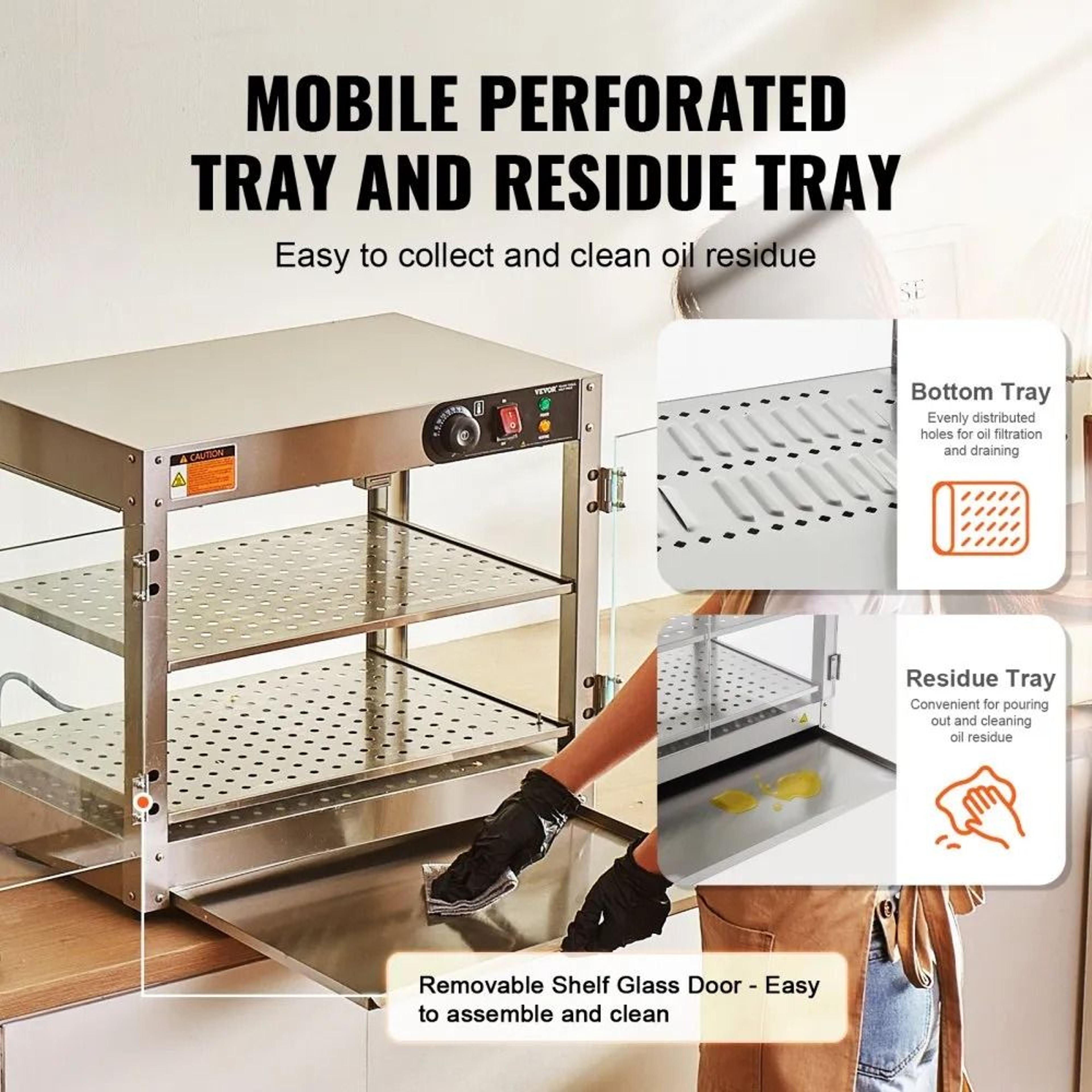 2 Tier Commercial Food Warmer 58L Countertop Food Display Warmer With LED Light 3