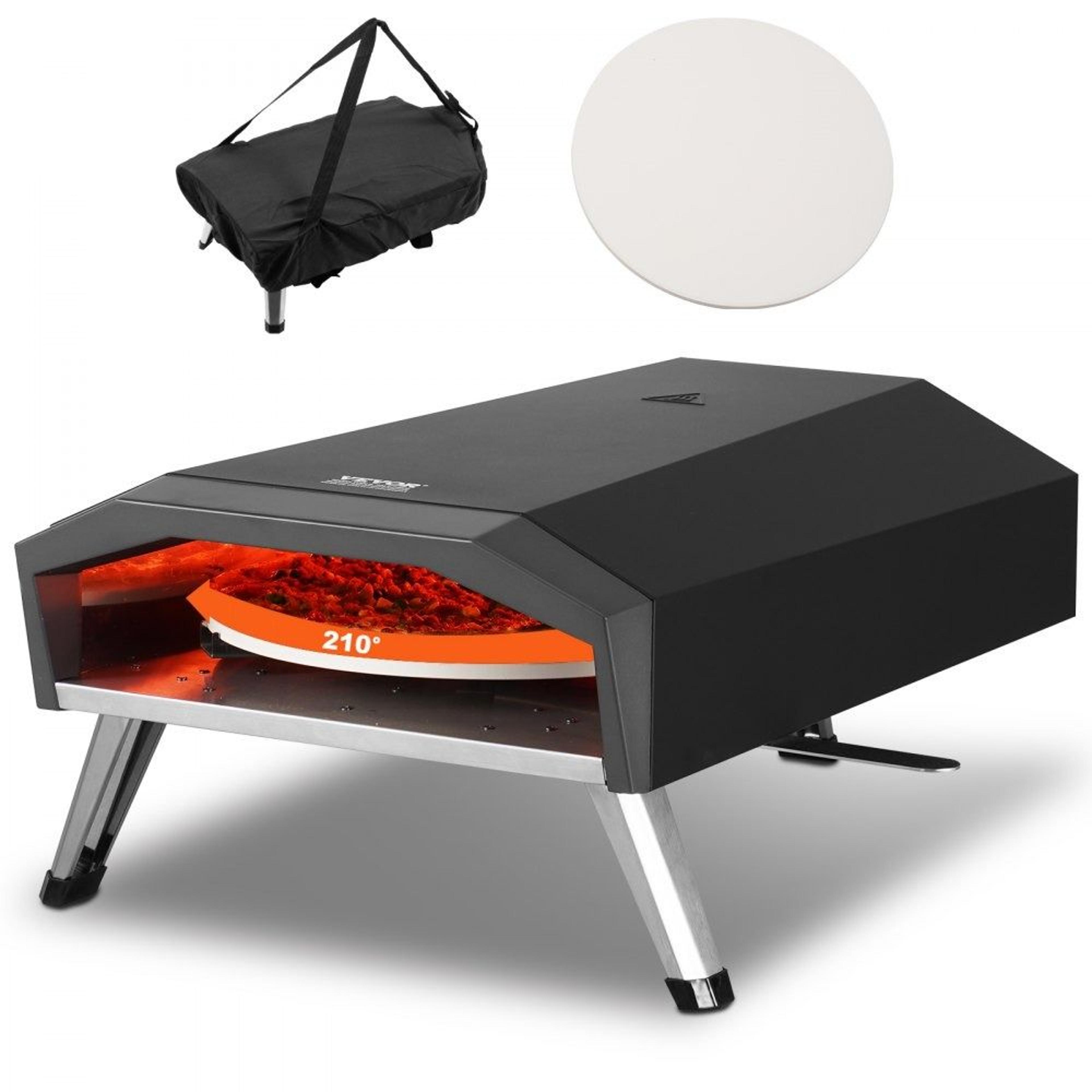 13 inch outdoor gas pizza oven with rotating stone foldable legs and cover
