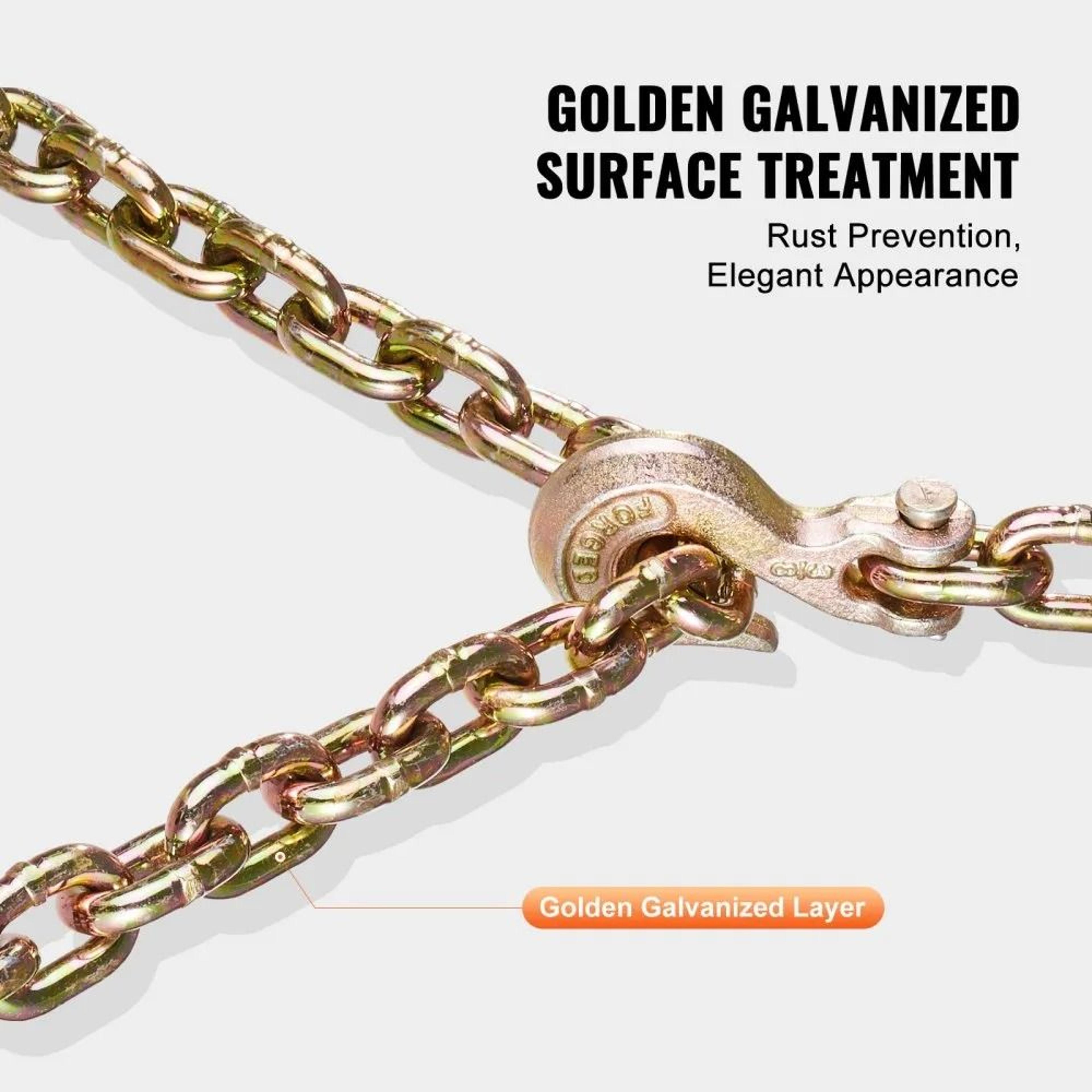 G80 Transport Binder Chain 38 Inch Heavy Duty Tow Chain With Clevis Grab Hooks 3