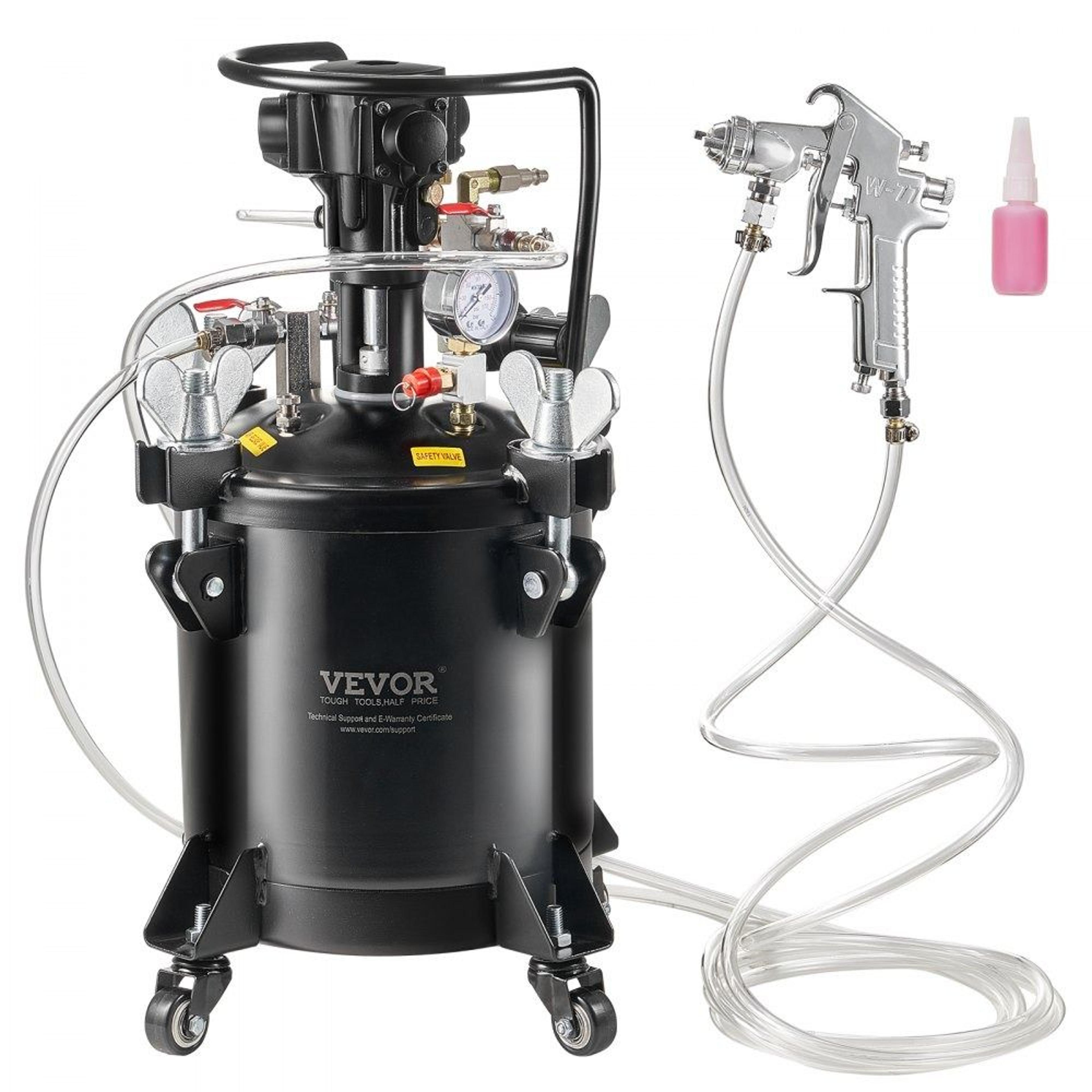 automatic stirring paint pressure pot 10l with spray gun hoses and adjustable 70 psi pressure