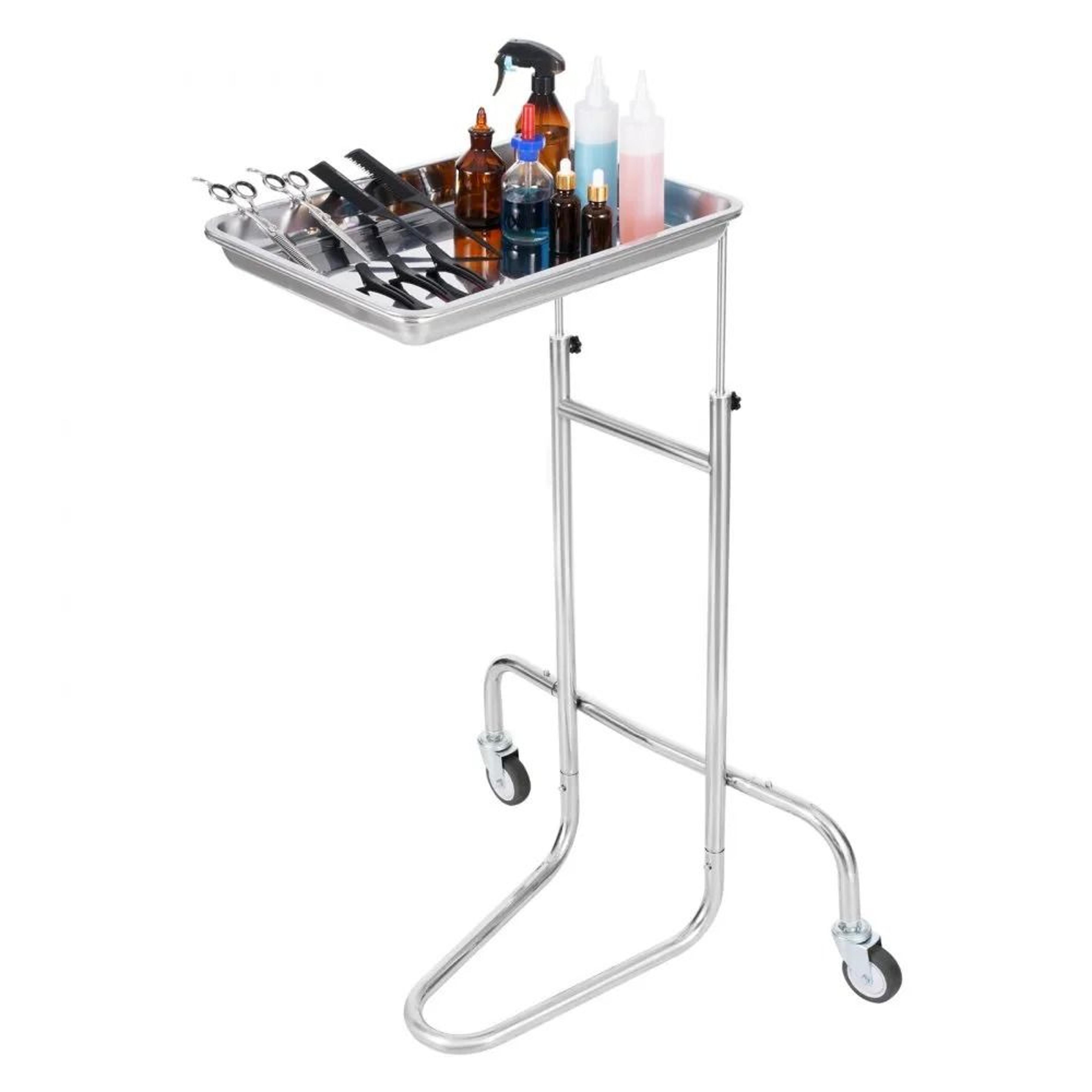 Adjustable Stainless Steel Lab Cart With Single Tray And Silent Wheels 6