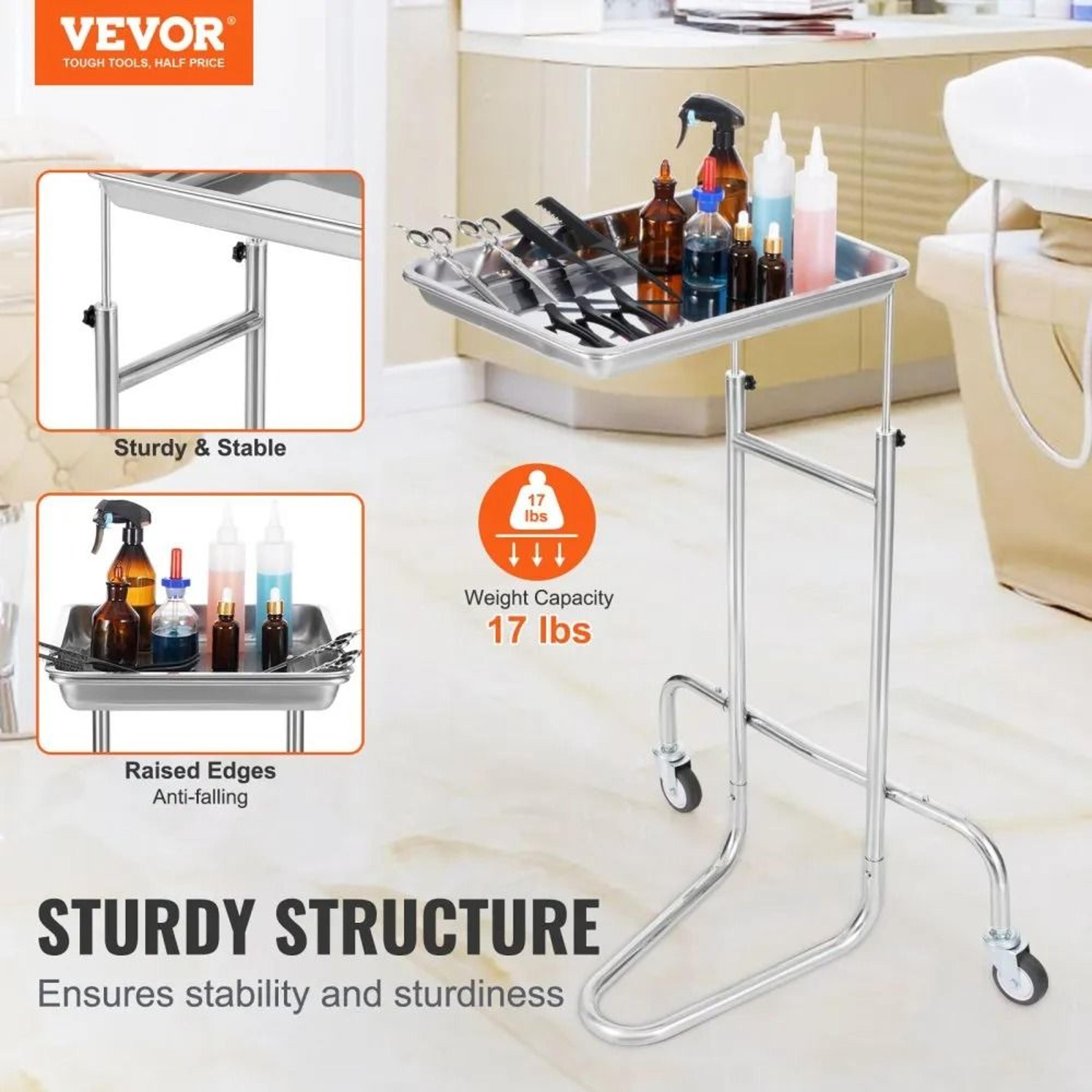 Adjustable Stainless Steel Lab Cart With Single Tray And Silent Wheels 3