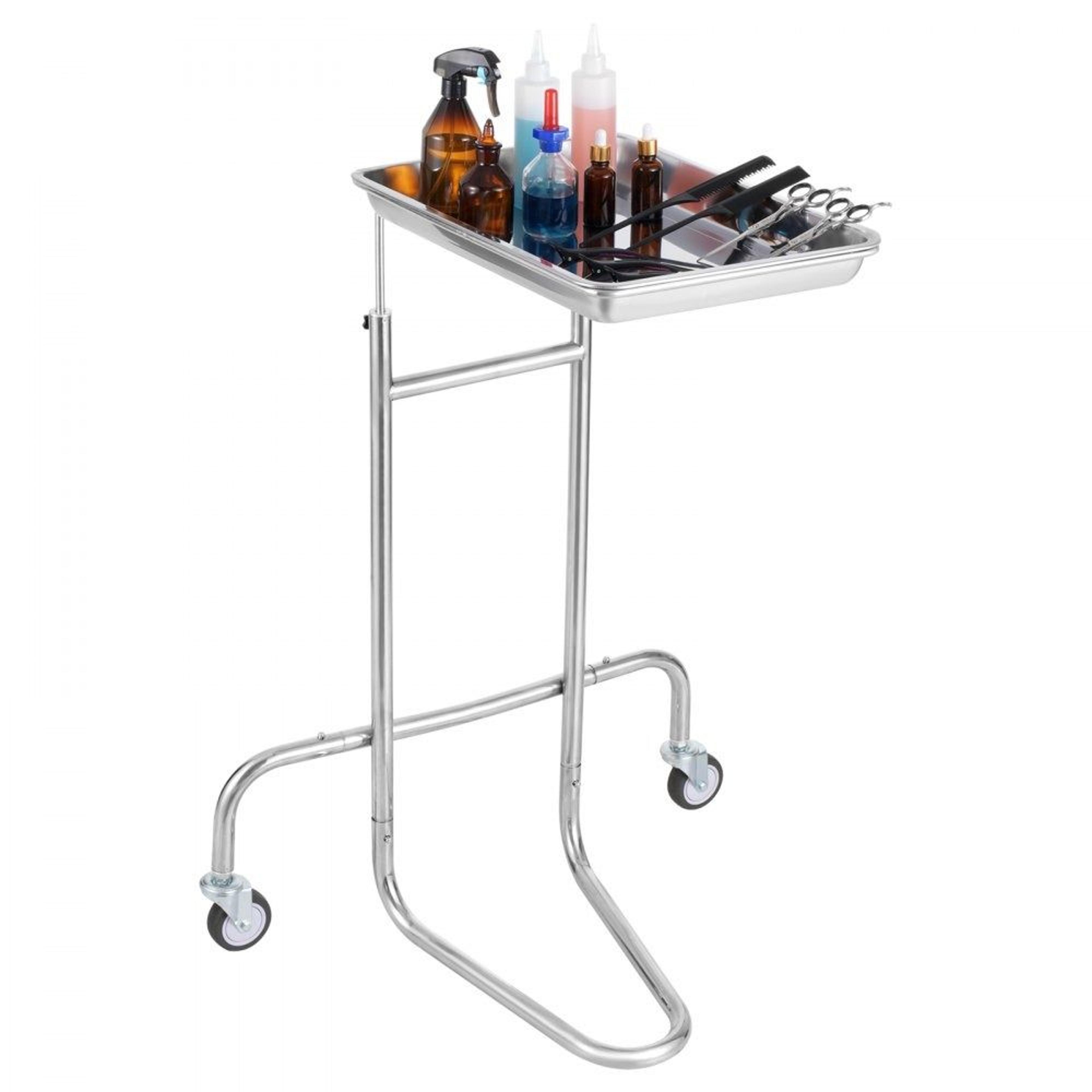 adjustable stainless steel lab cart with single tray and silent wheels