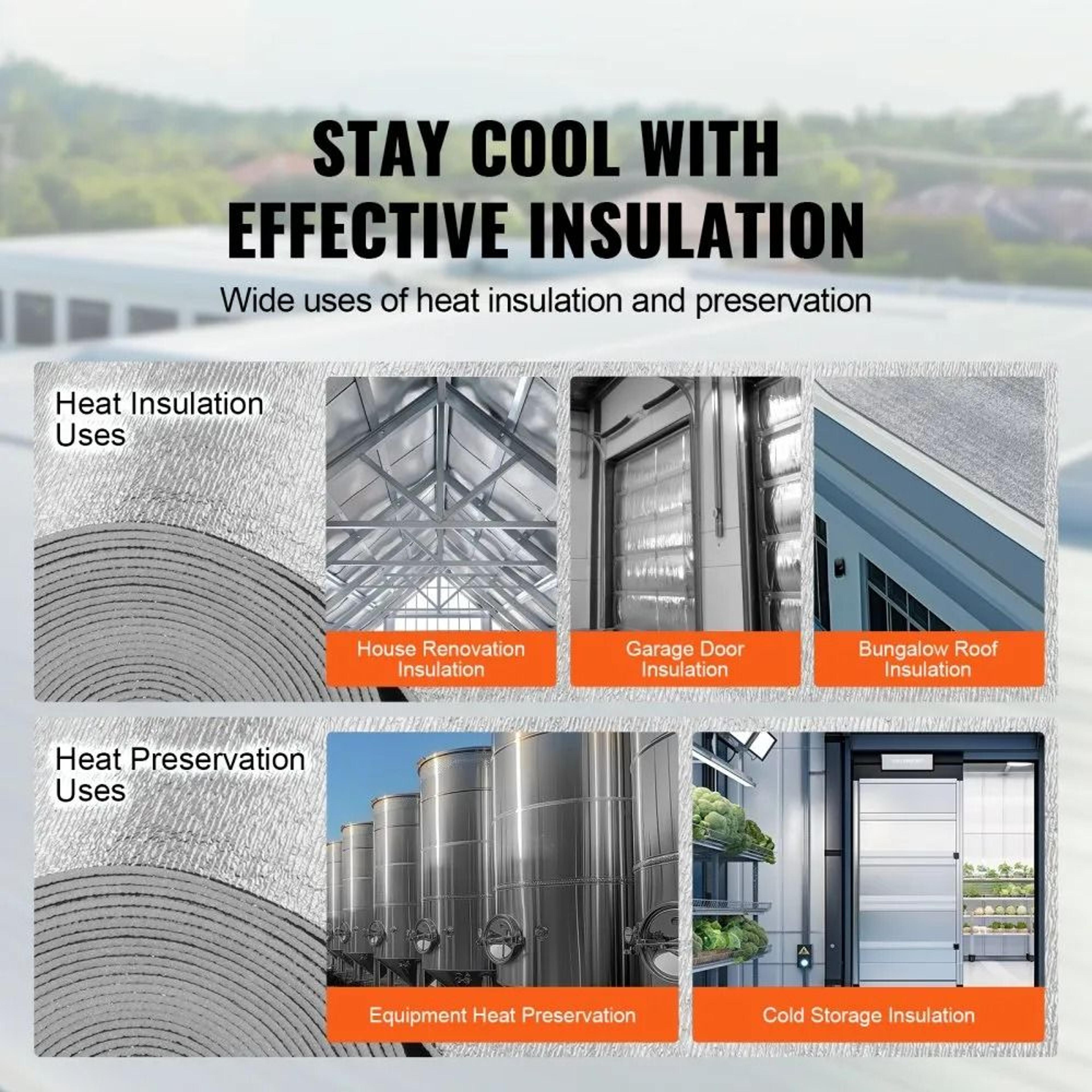 Double Reflective Insulation Roll 48 X 50 Ft Foam Core Radiant Barrier Heat Shield 5