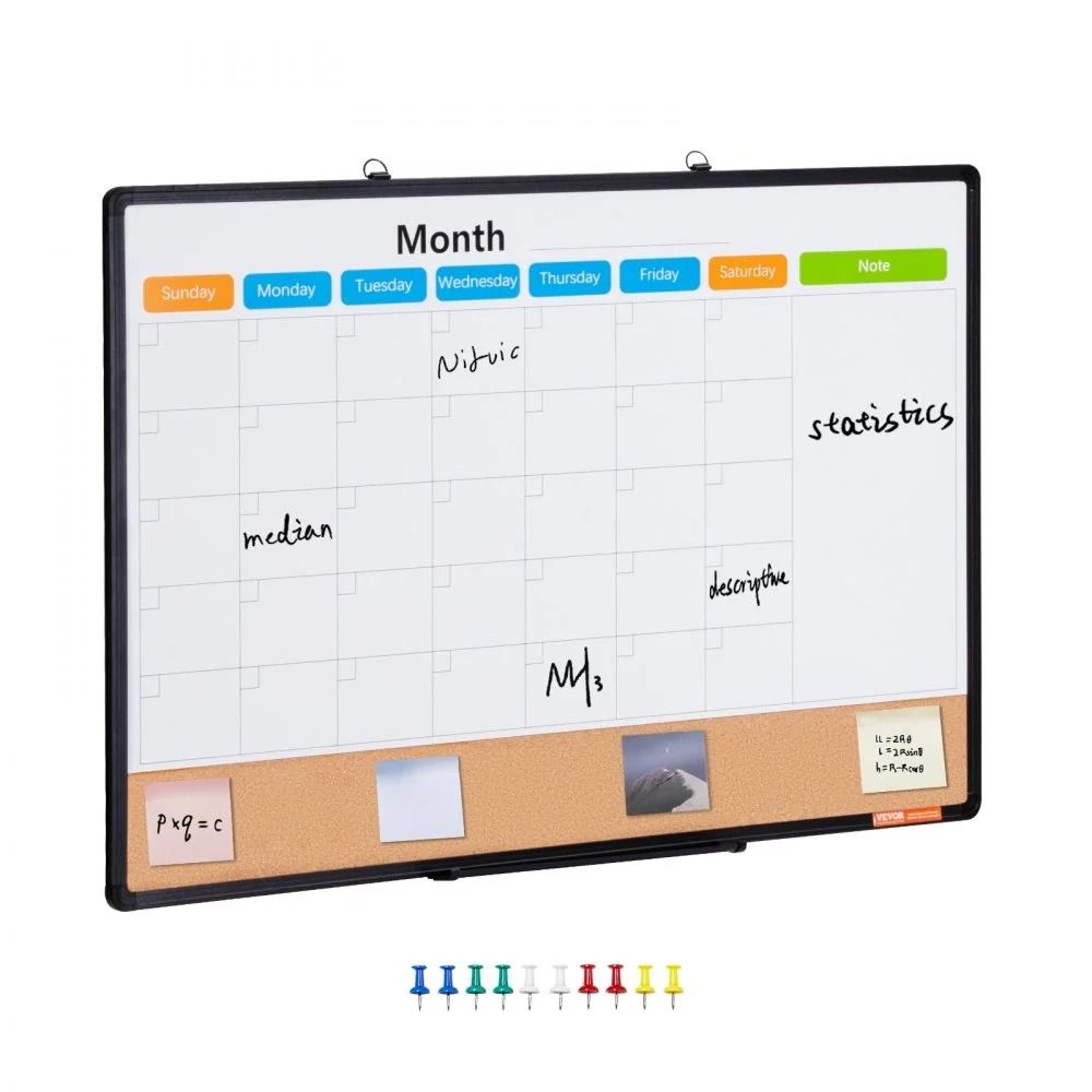 monthly calendar whiteboard cork board combo with magnetic dry erase planner