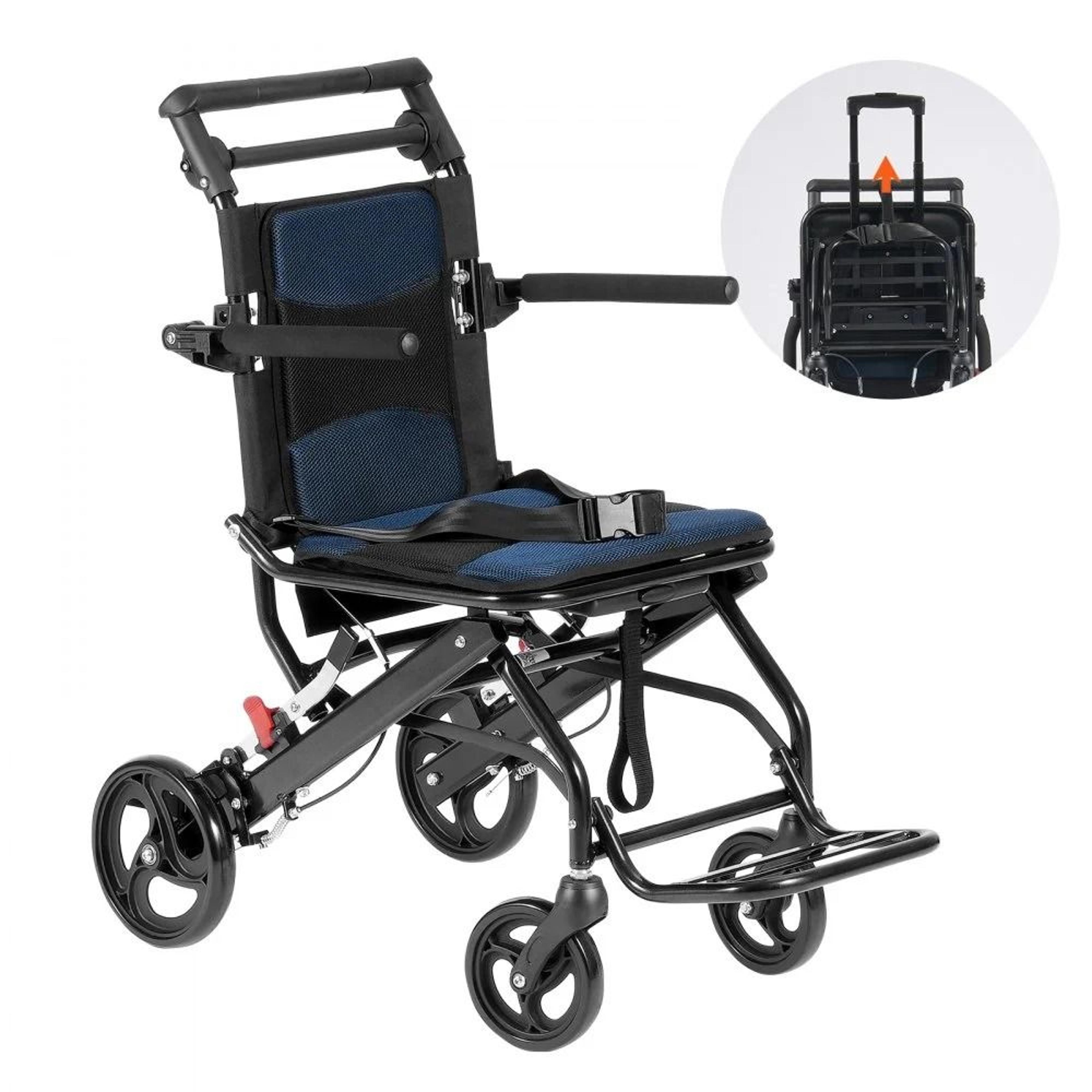 ultra lightweight foldable transport wheelchair for adults with self locking brakes
