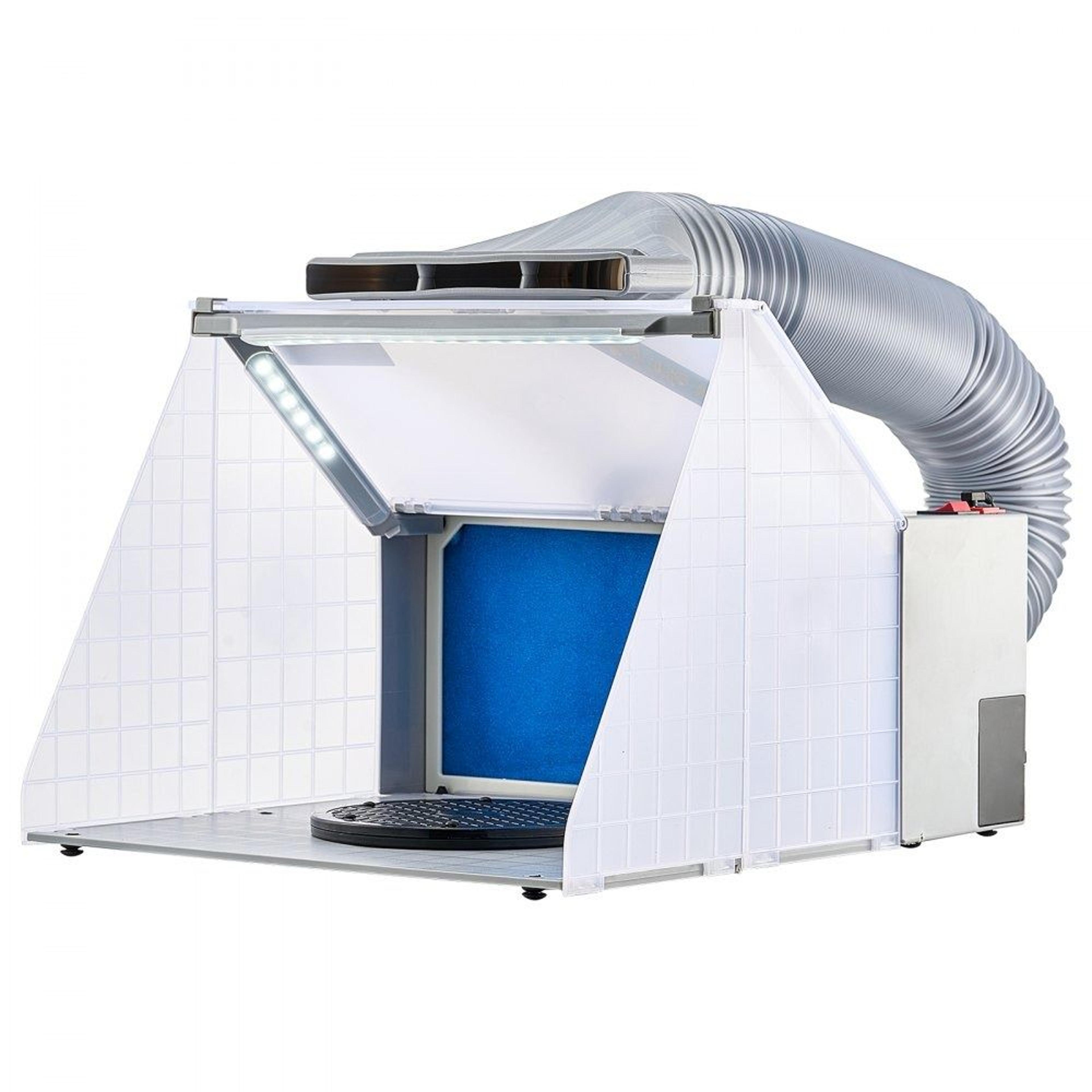 portable airbrush spray booth with led lights exhaust fan and turntable