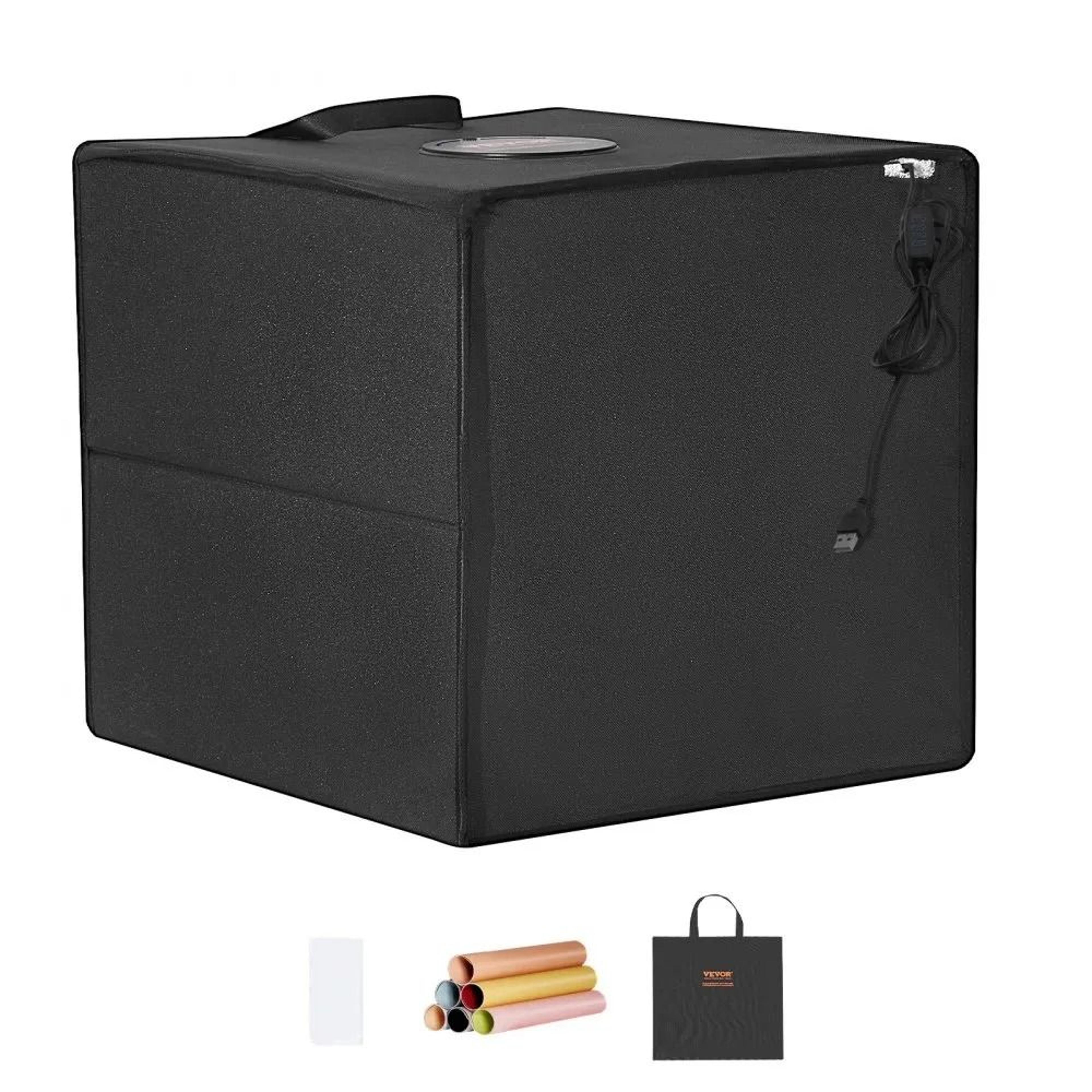 12 inch photo studio light box with adjustable led lighting and color backdrops