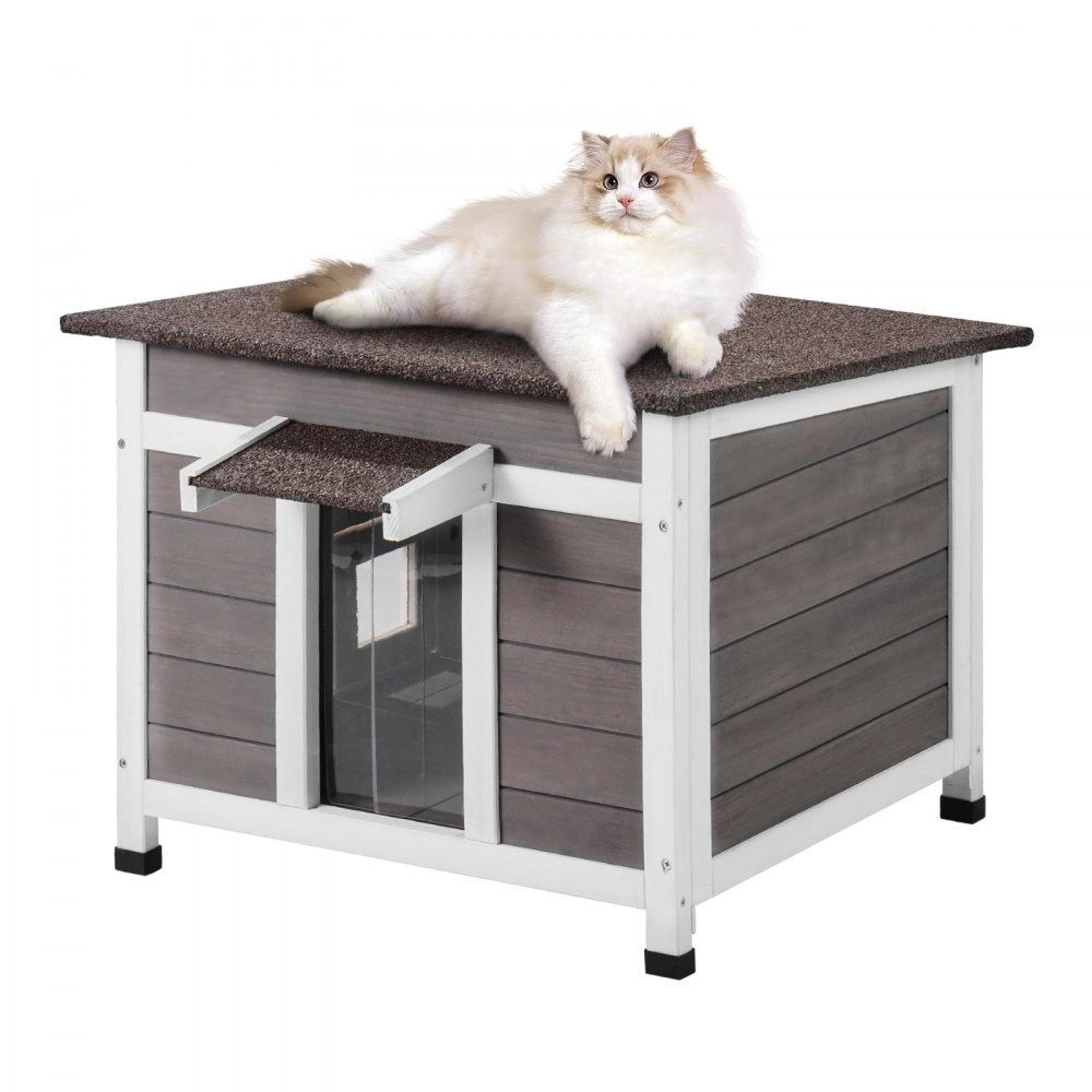 weatherproof outdoor cat house wooden feral cat shelter with window and open roof